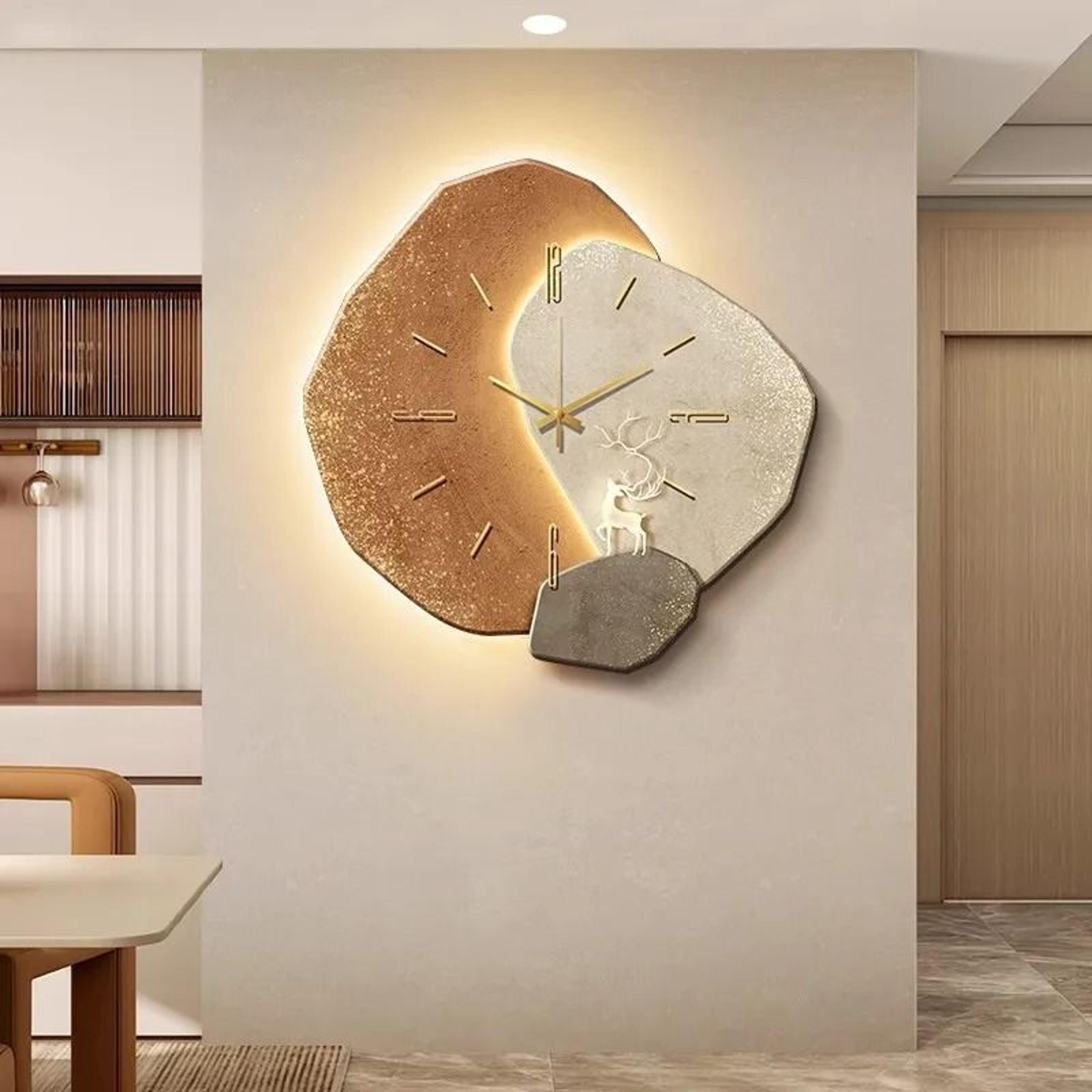 Modern Minimalist Lucky Stone Wall Clock With Silent Movement For Living Room And Dining Room 3