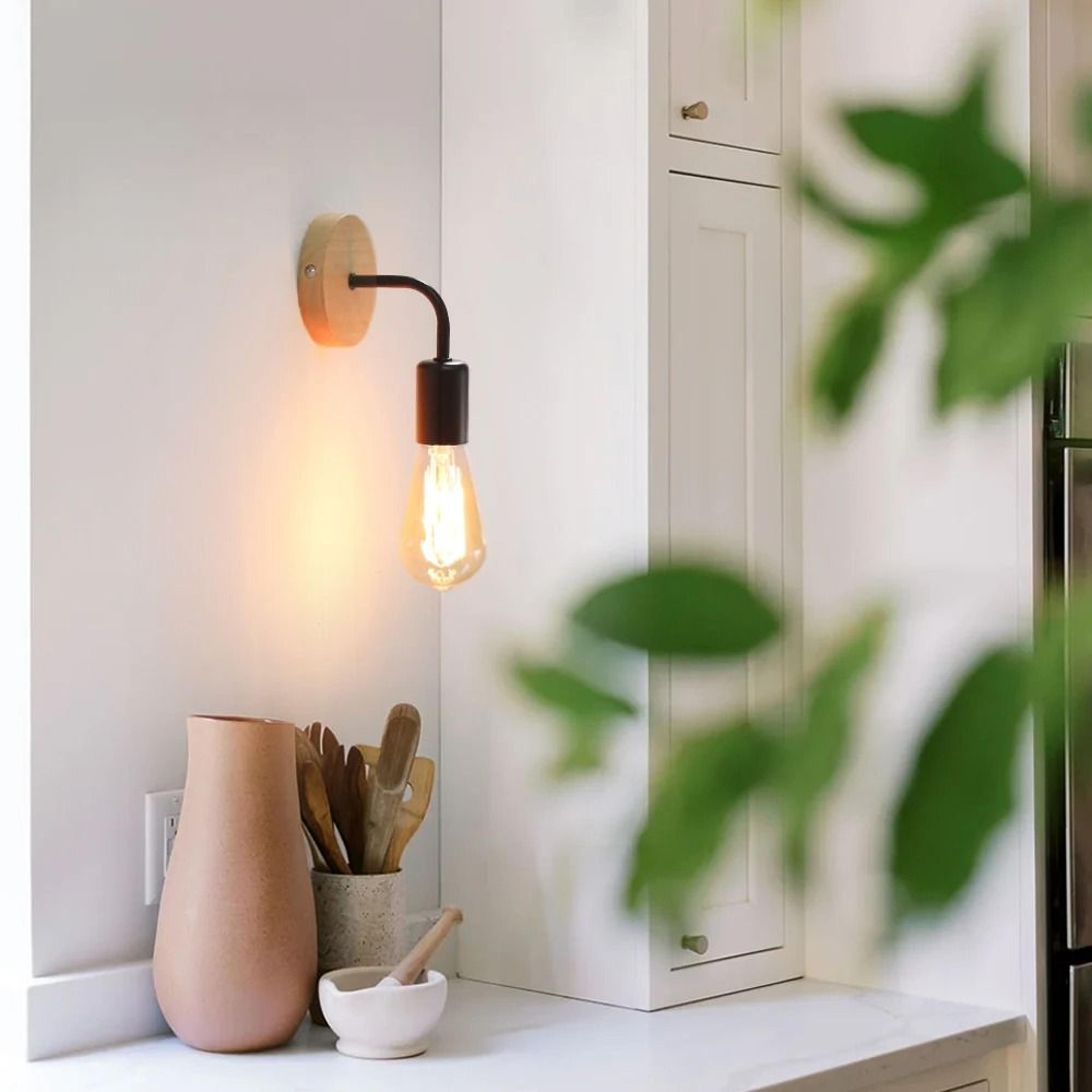 Vintage Wood Wall Lamp Sconce With E27 Socket For Bedroom Dining Room And Industrial Decor 6