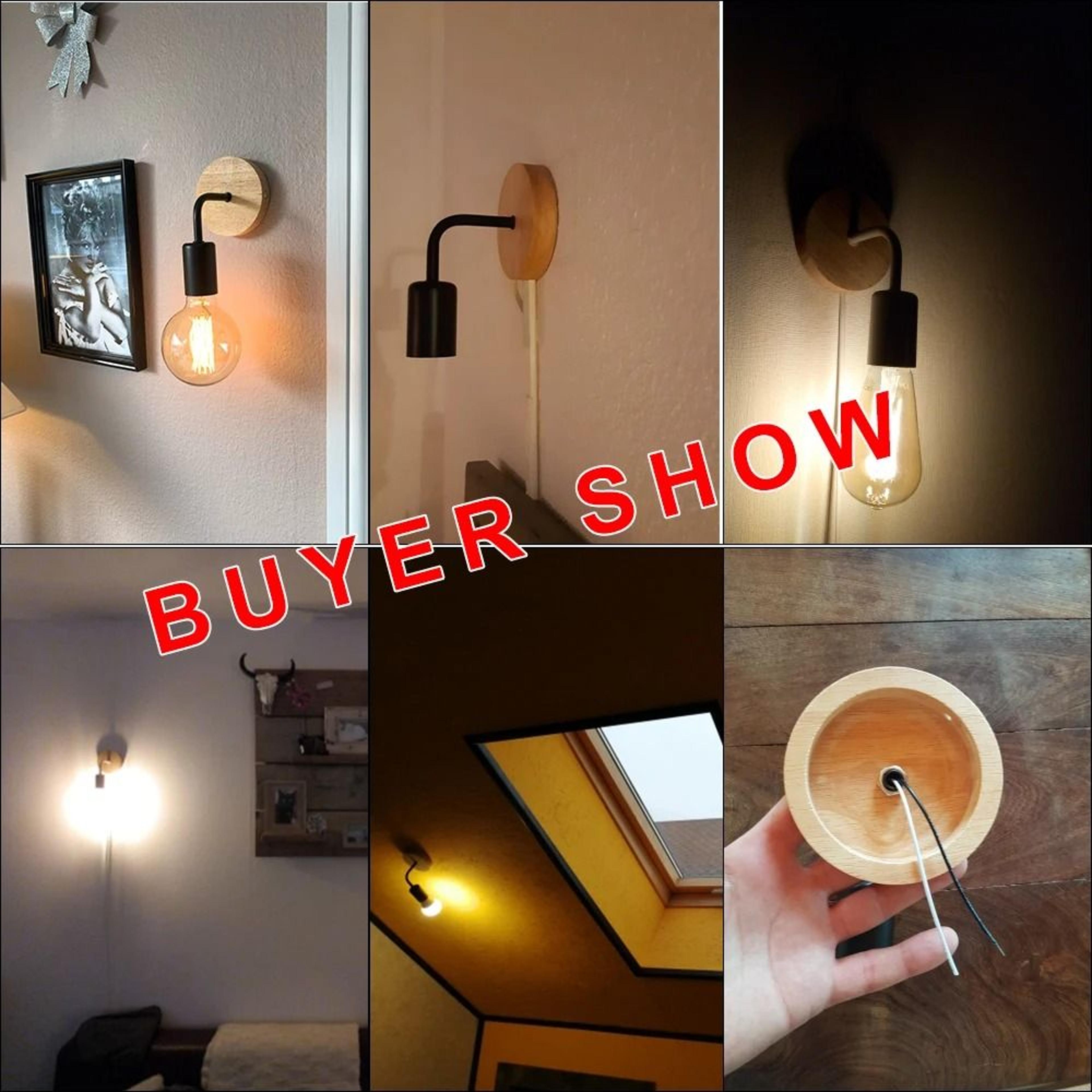 Vintage Wood Wall Lamp Sconce With E27 Socket For Bedroom Dining Room And Industrial Decor 5