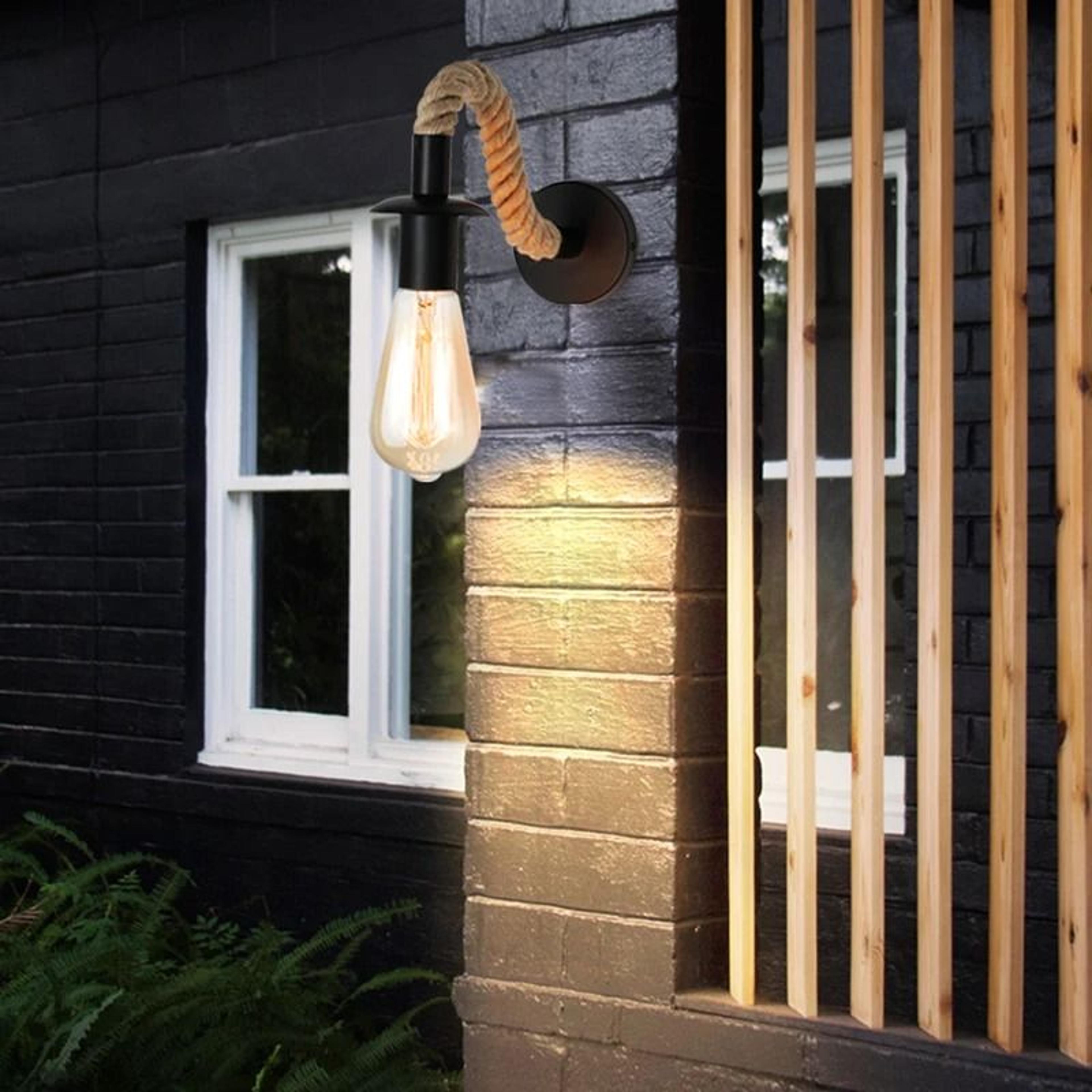 Vintage Industrial Hemp Rope Wall Light Sconce With E27 Base For Bedroom Dining Room And Indoor Dec 3