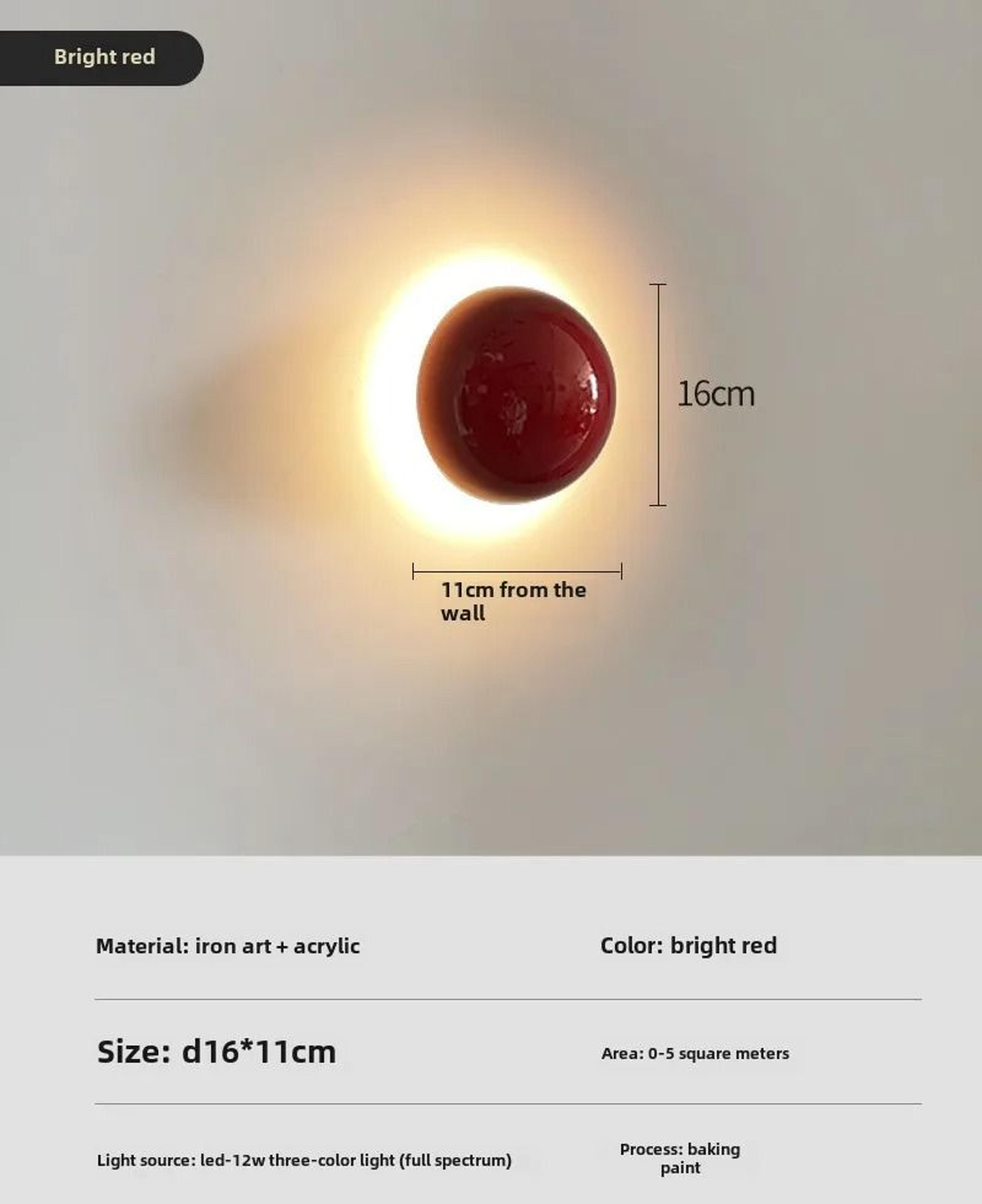 Modern Red Round Metal LED Wall Lamp And Ceiling Light For Bedroom Living Room And Corridor 6