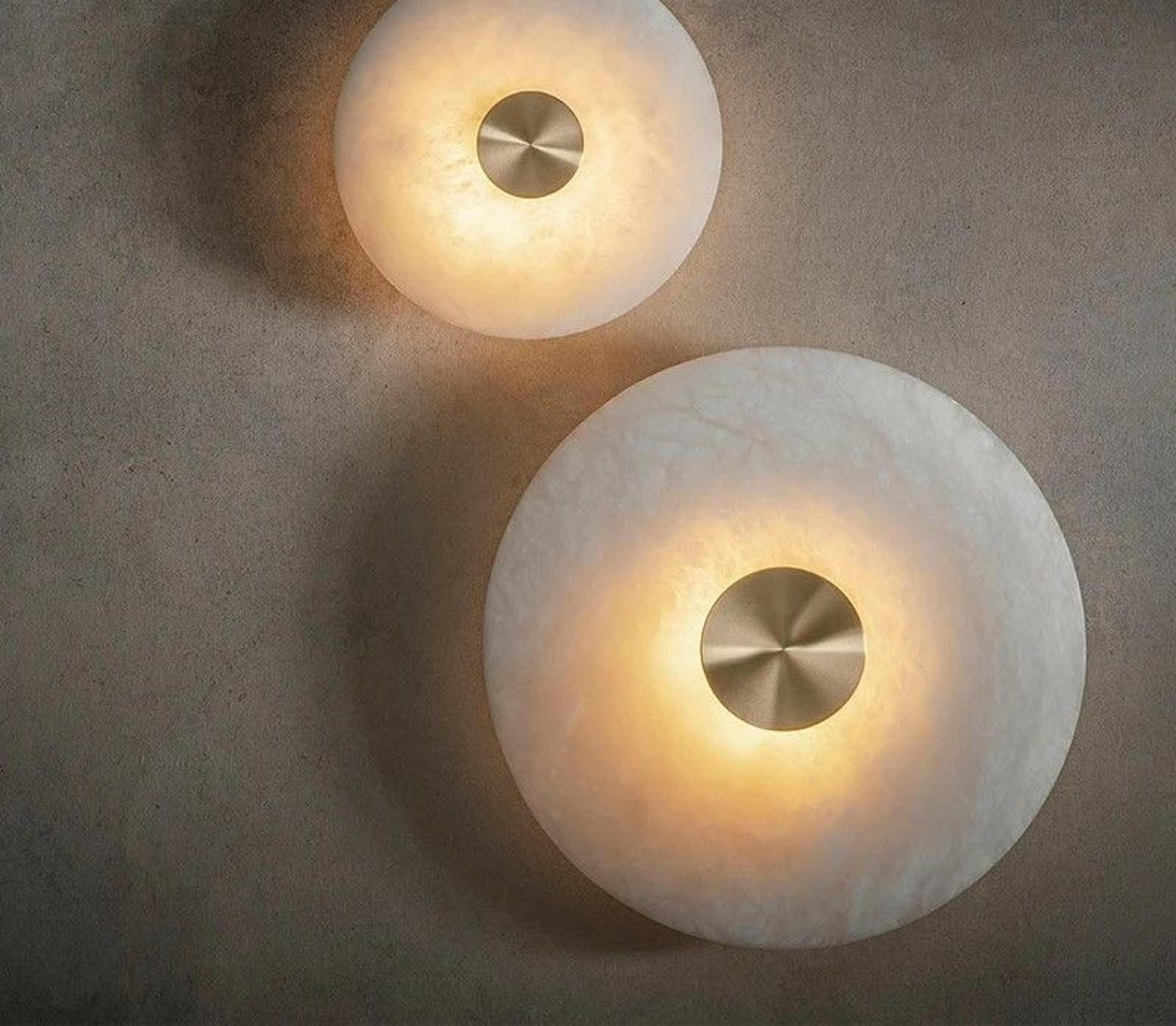Natural Alabaster Stone Round LED Wall Lamp Sconce With Copper Base For Foyer Bedside And Staircase 4