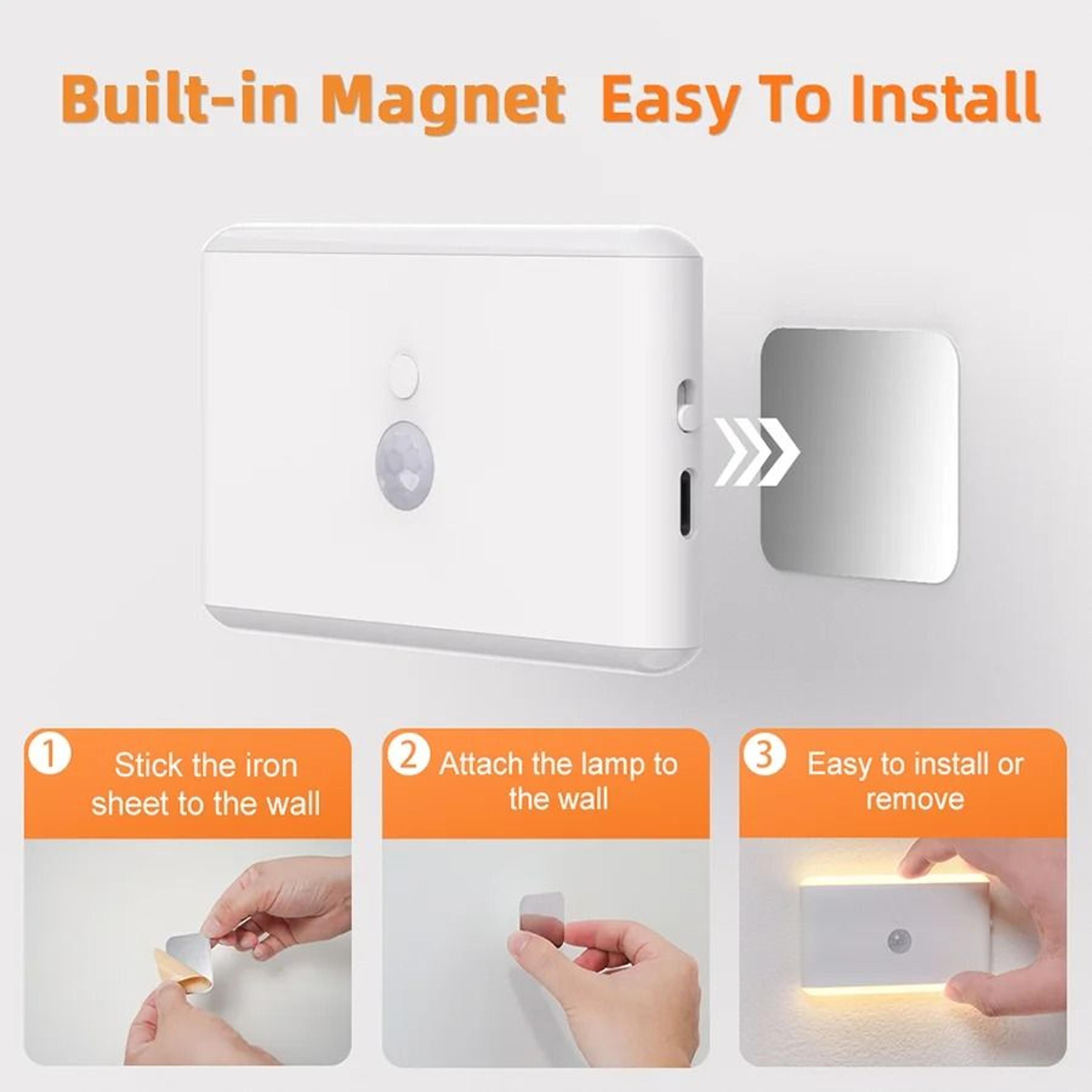 Wireless LED Motion Sensor Wall Lamp And Cabinet Light With Type C USB Rechargeable Battery For Sta 4