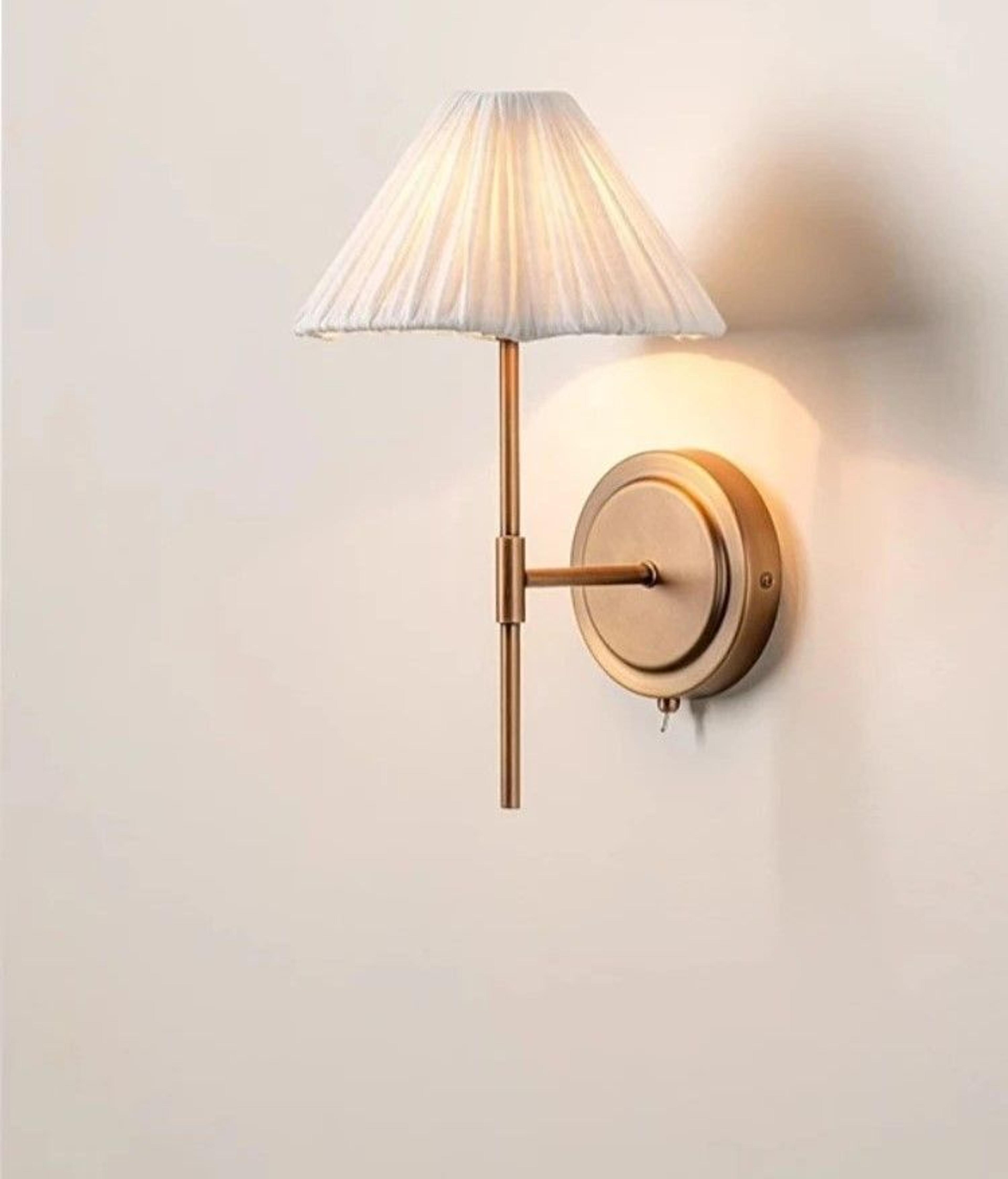 nordic modern simple copper wall lamp with switch for bedroom, bedside, and hotel aisle