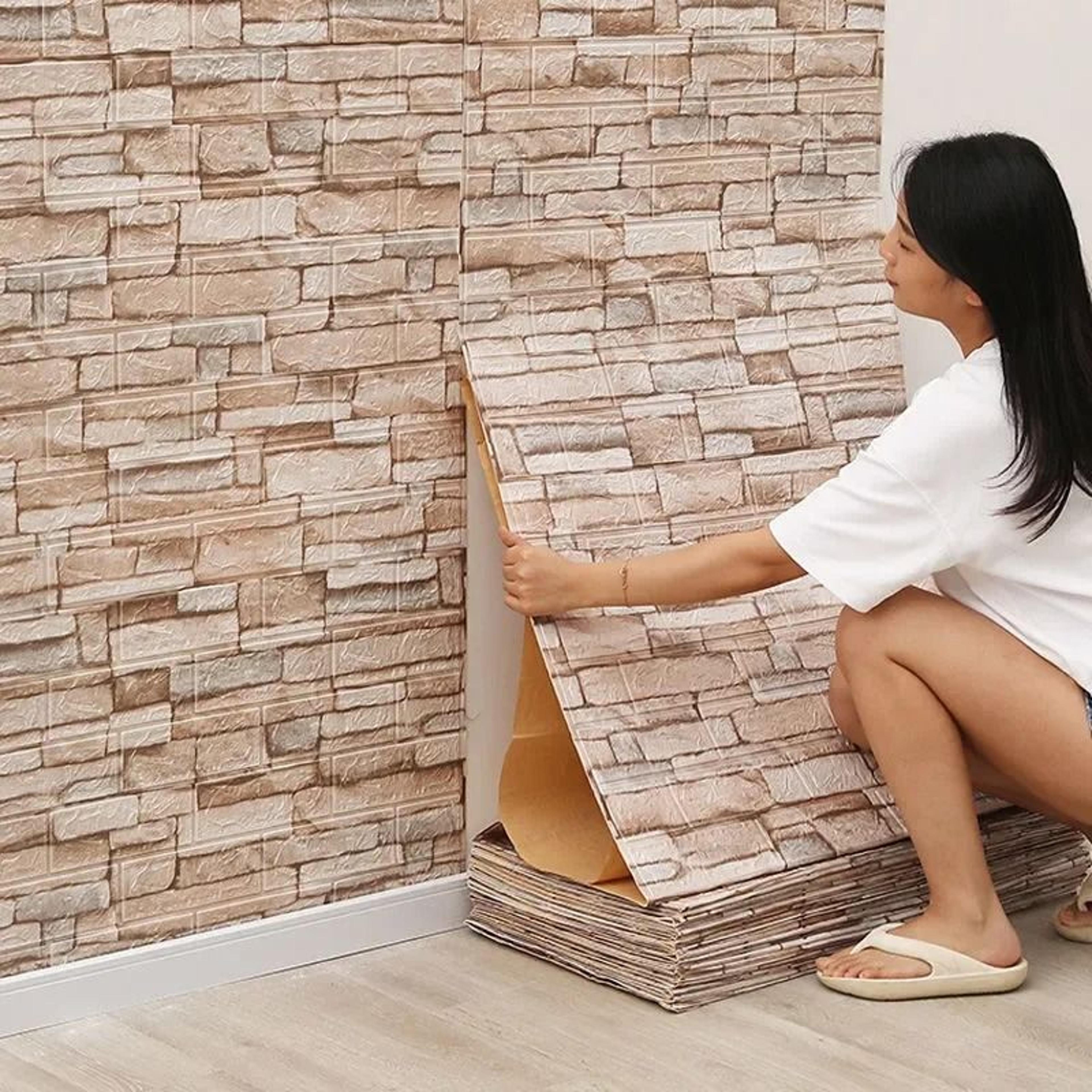 modern textured brick pattern self adhesive waterproof foam wall panel roll
