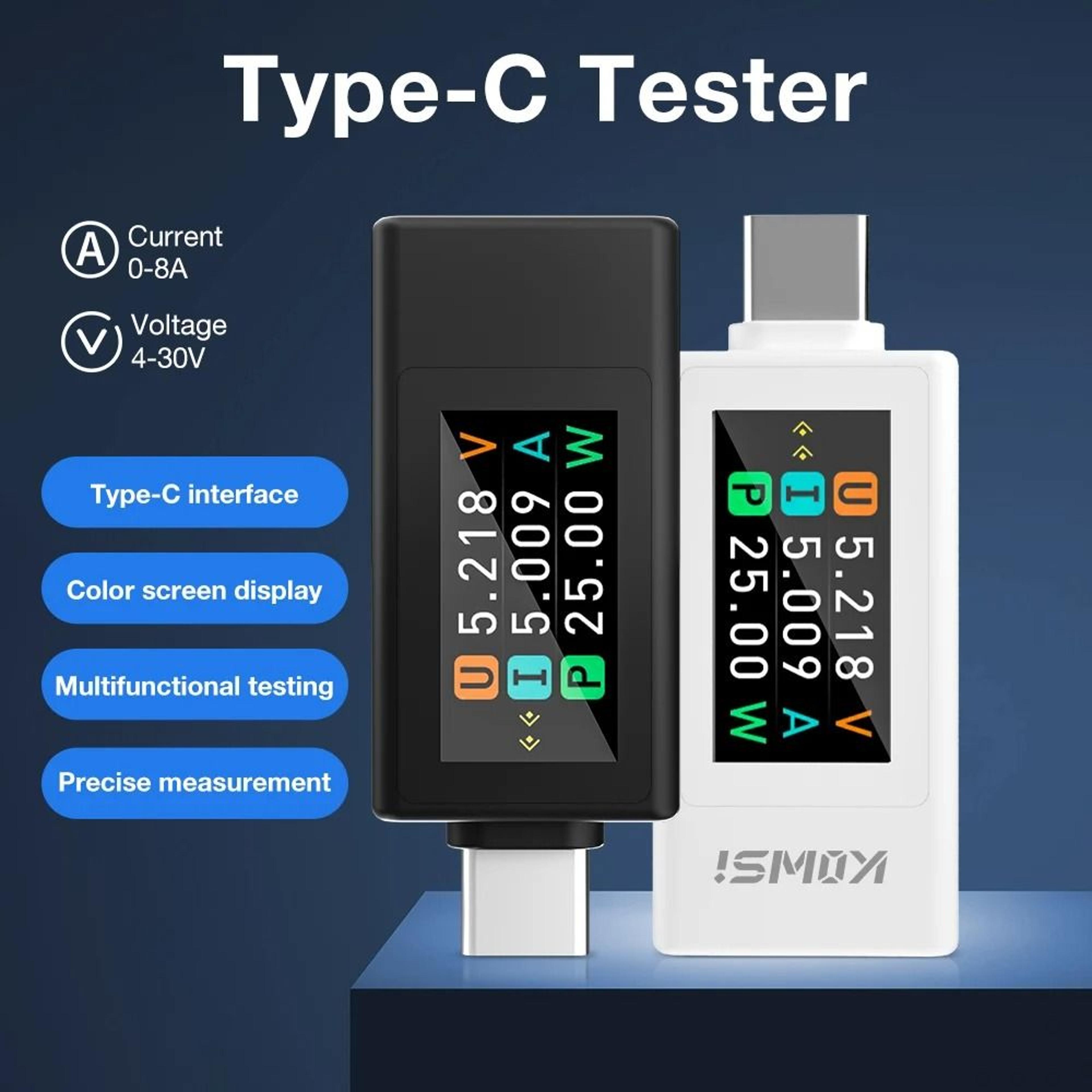 usb type c voltage current tester color screen power meter ammeter voltmeter with memory storage