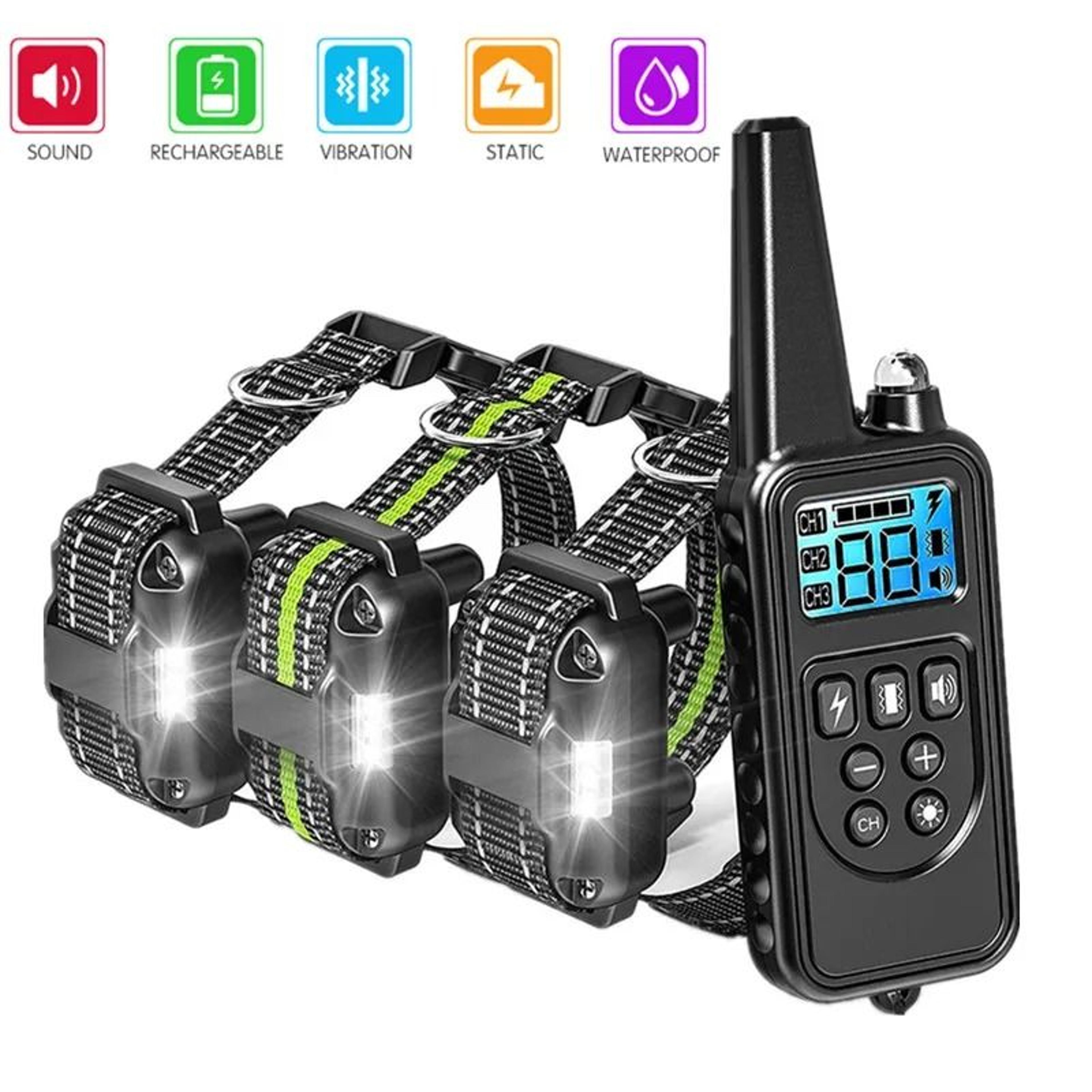 remote dog training collar 875 yard range rechargeable waterproof electronic shock collar with nylon rope strap