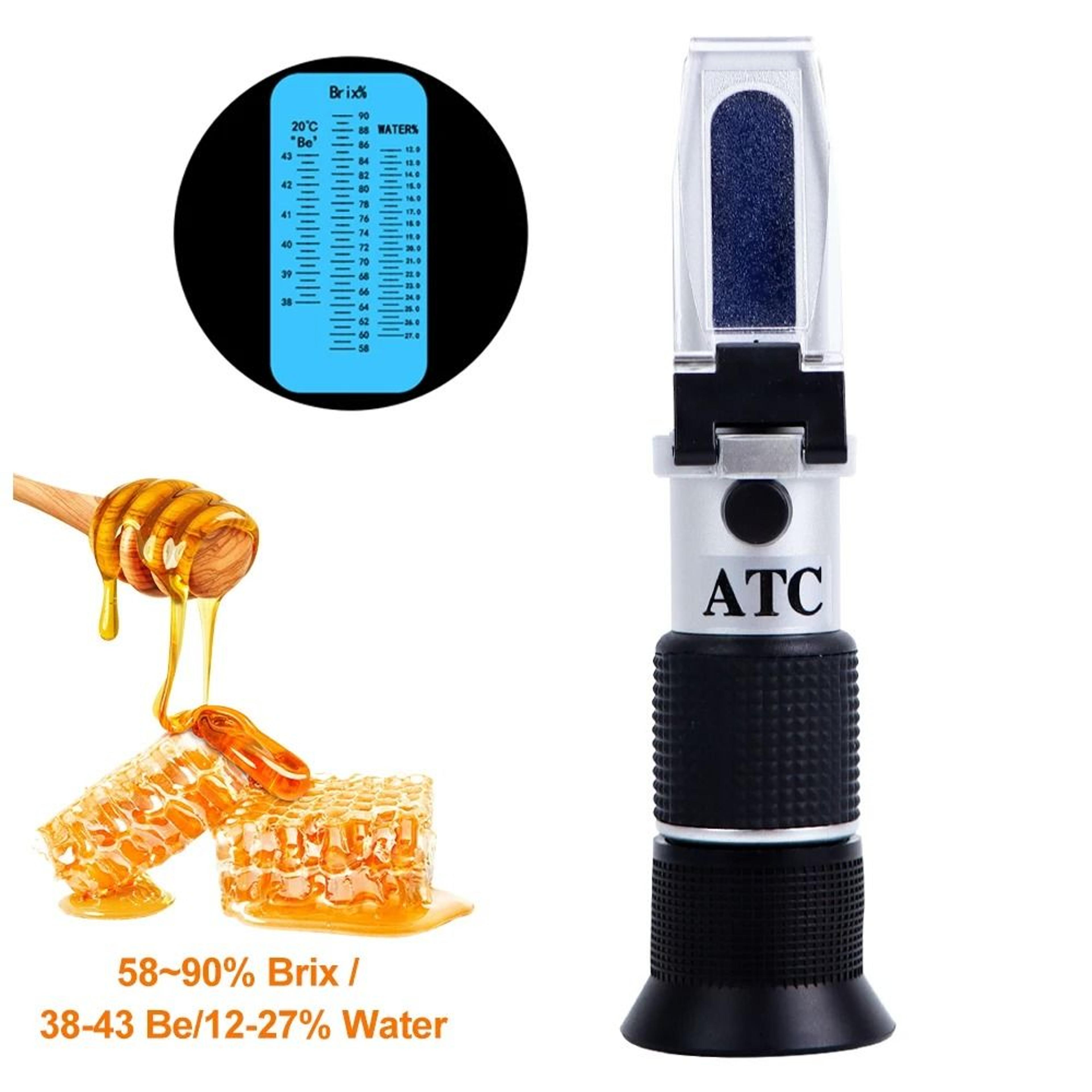 3 in 1 portable honey refractometer 58 to 90 percent brix 38 to 43 baume 12 to 27 percent water content tester