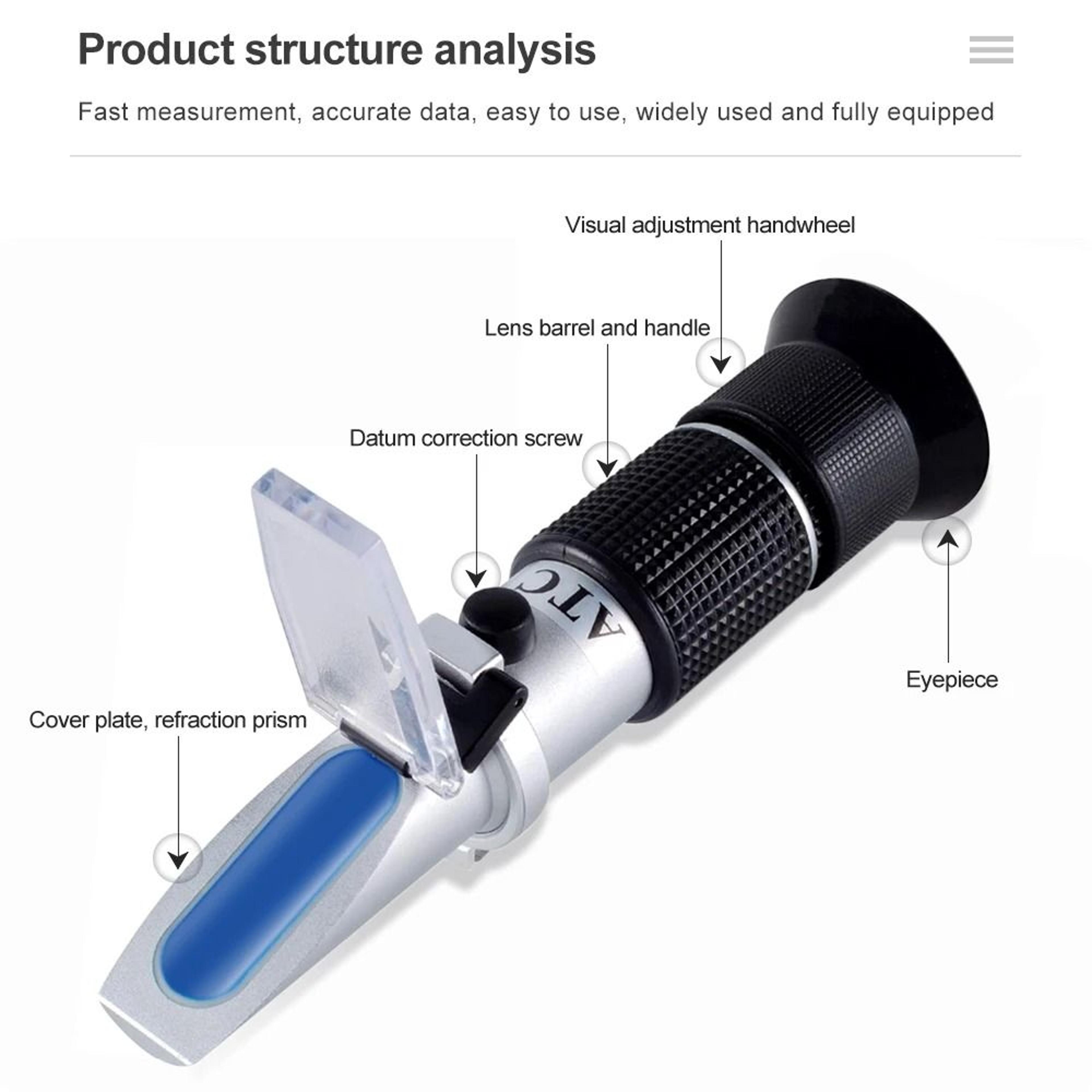 3 In 1 Portable Honey Refractometer 58 To 90 Percent Brix 38 To 43 Baume 12 To 27 Percent Water Con 3