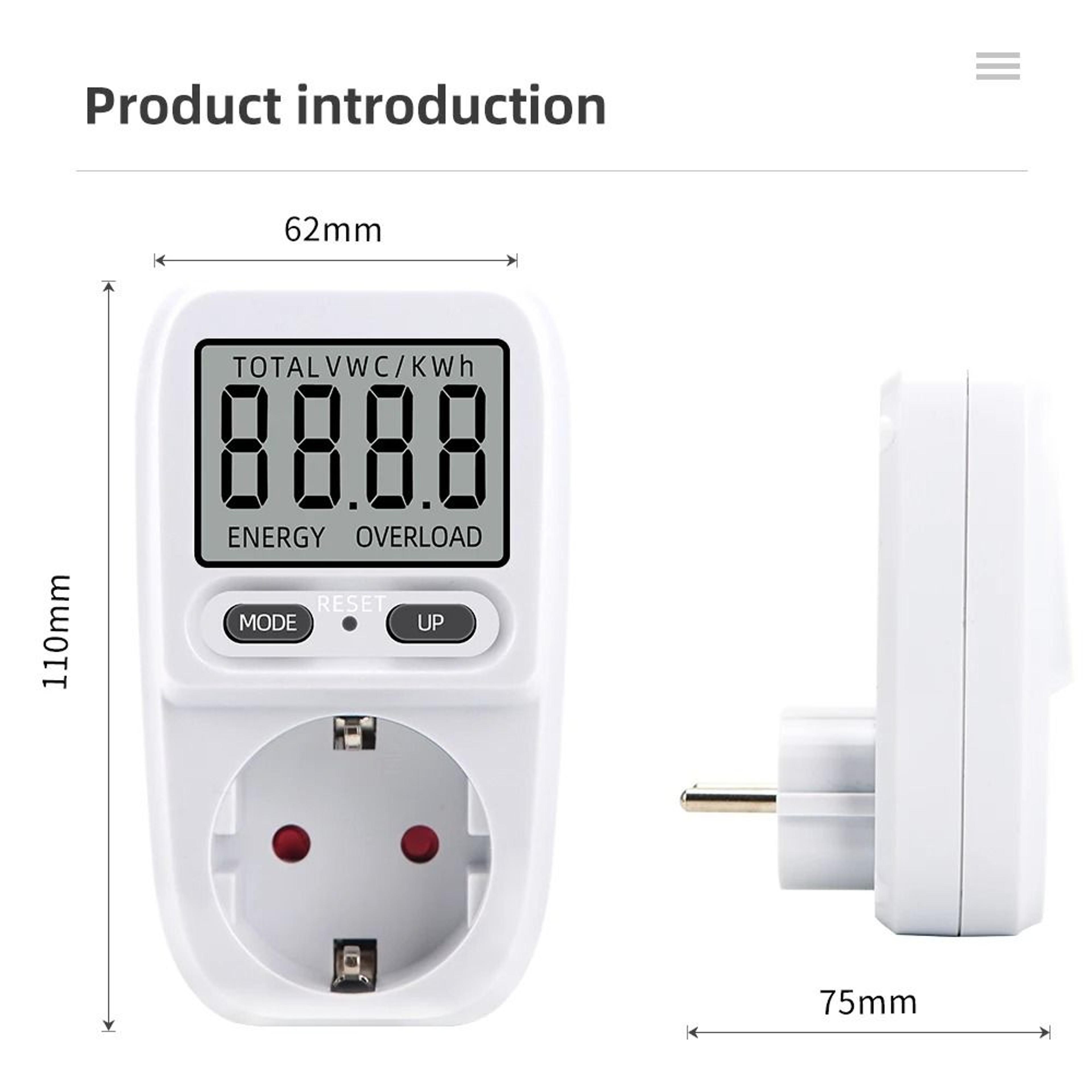 Smart Power Meter Wattmeter Electricity Usage Analyzer Plug Outlet With LCD Display Screen For Hous 5