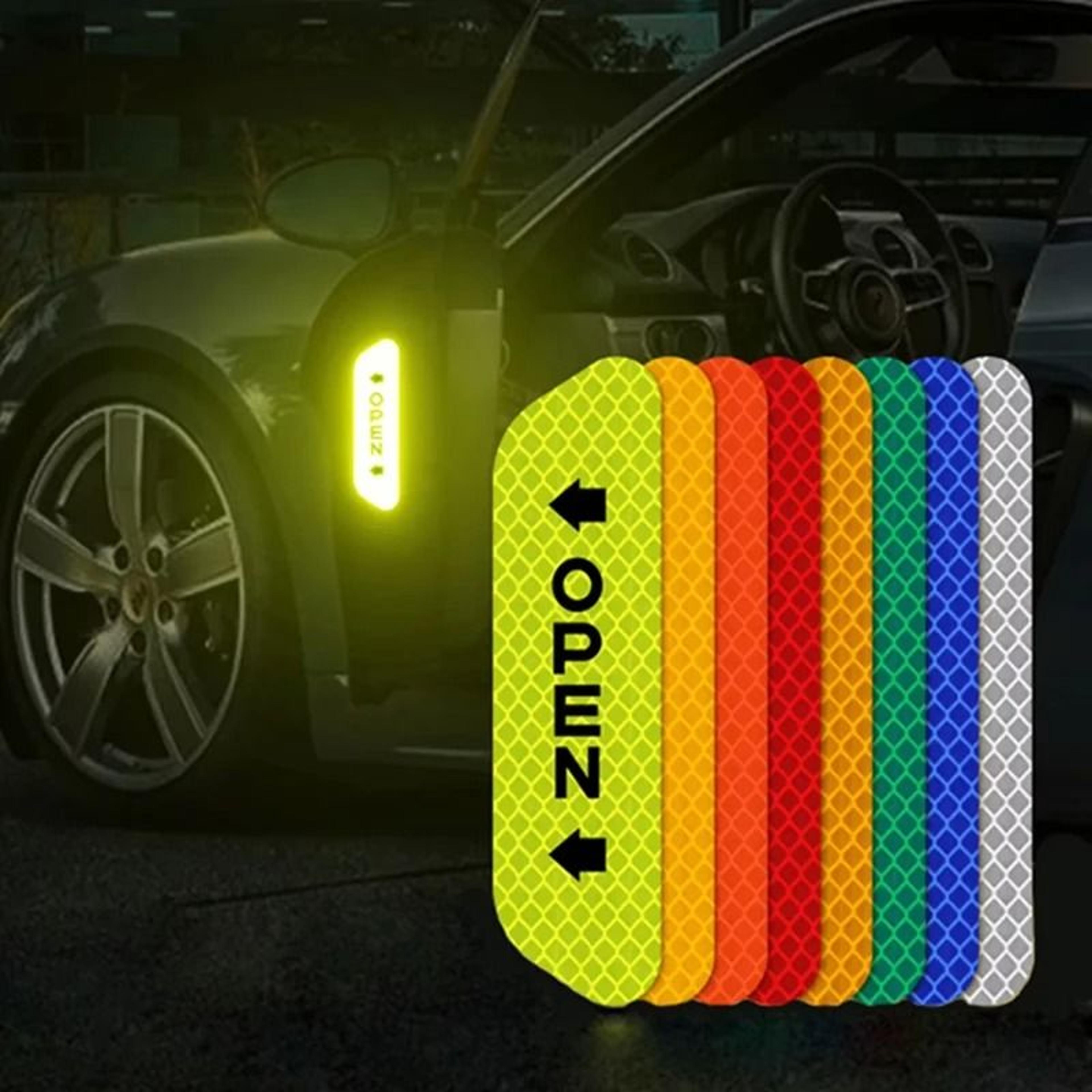 4 pack car door reflective safety warning stickers exterior reflector tape