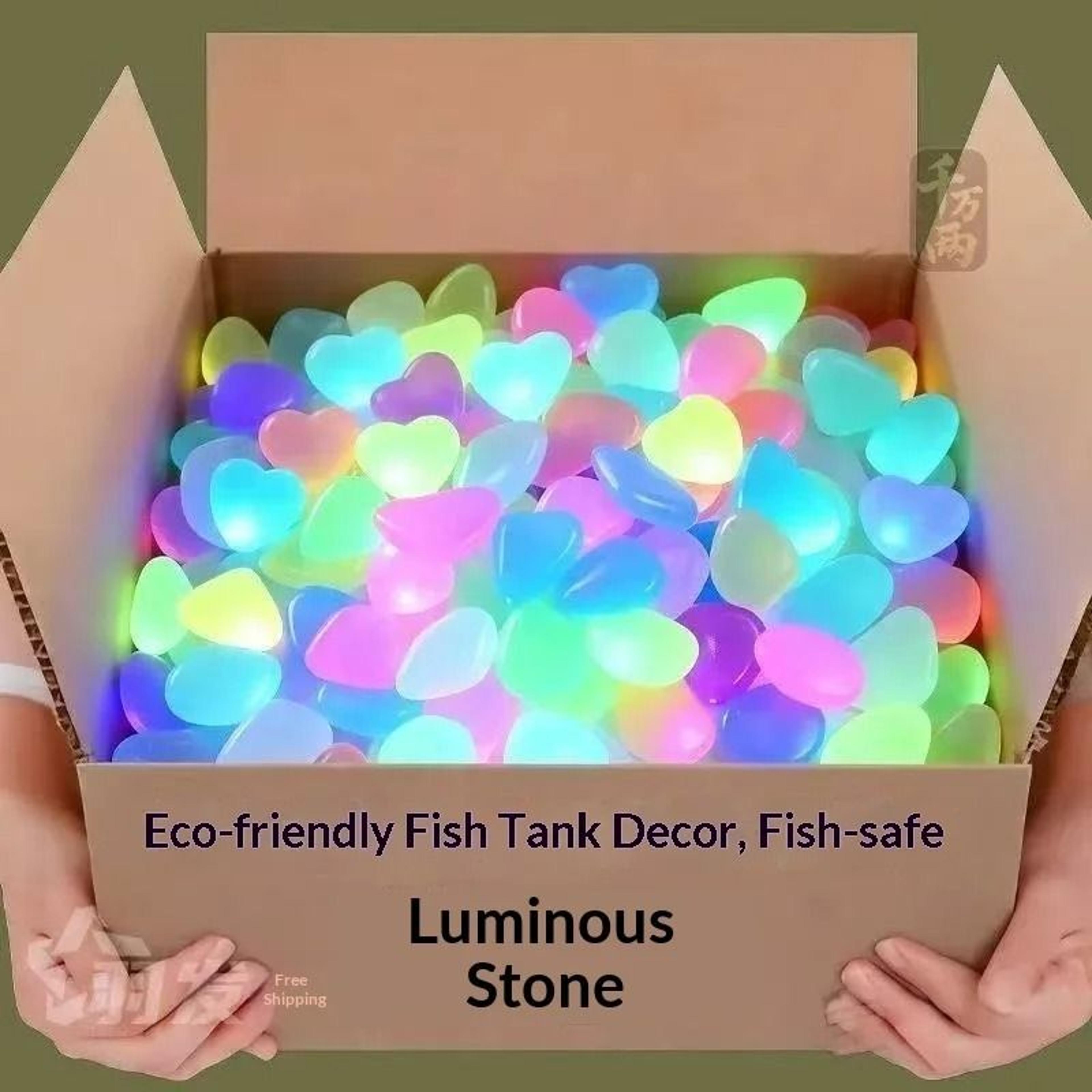 100 piece glow in the dark garden pebbles luminous decorative stones for yard aquarium