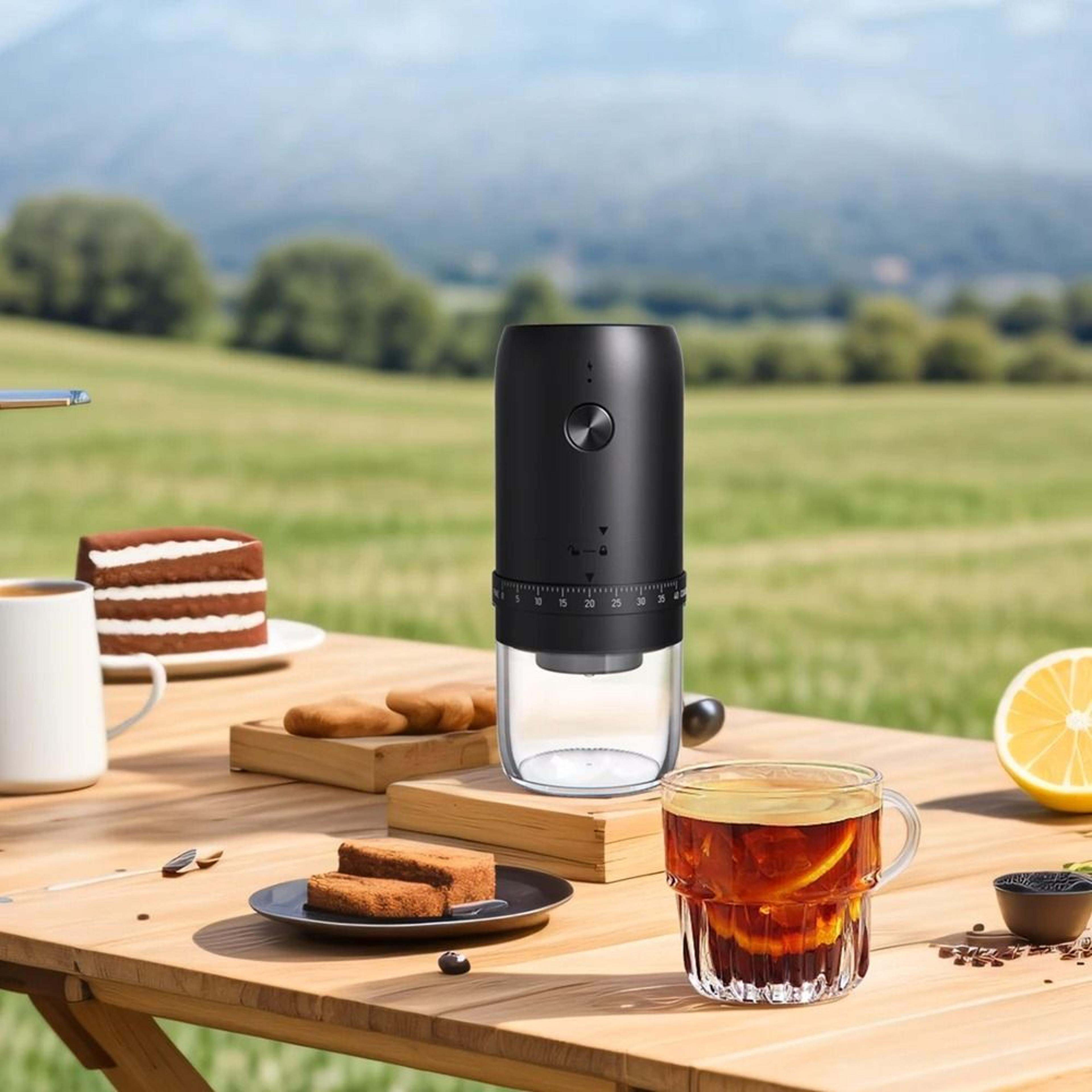 portable electric coffee bean grinder cordless burr mill with 40 fine adjustment settings