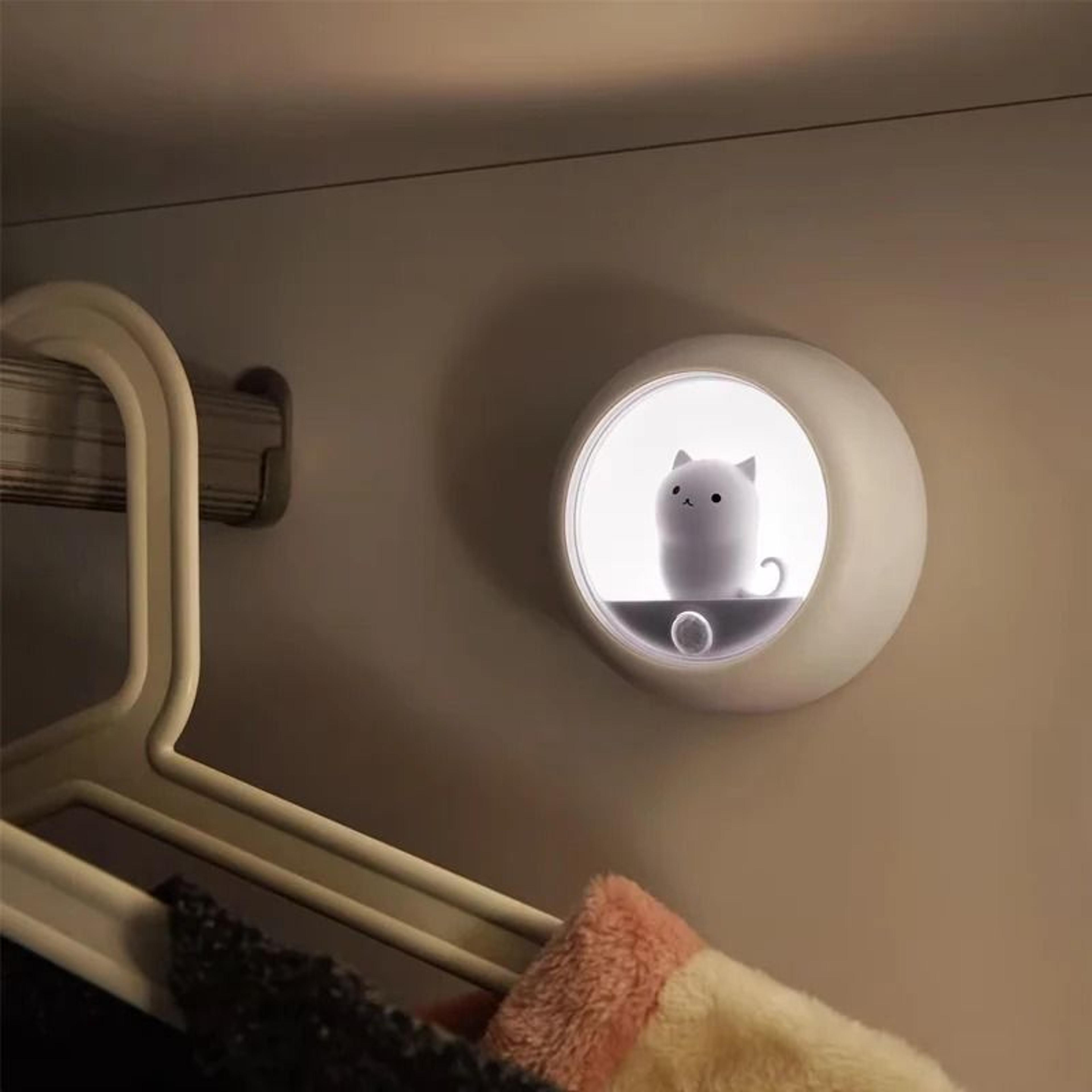 motion sensor wireless led cat wall night light with adjustable brightness