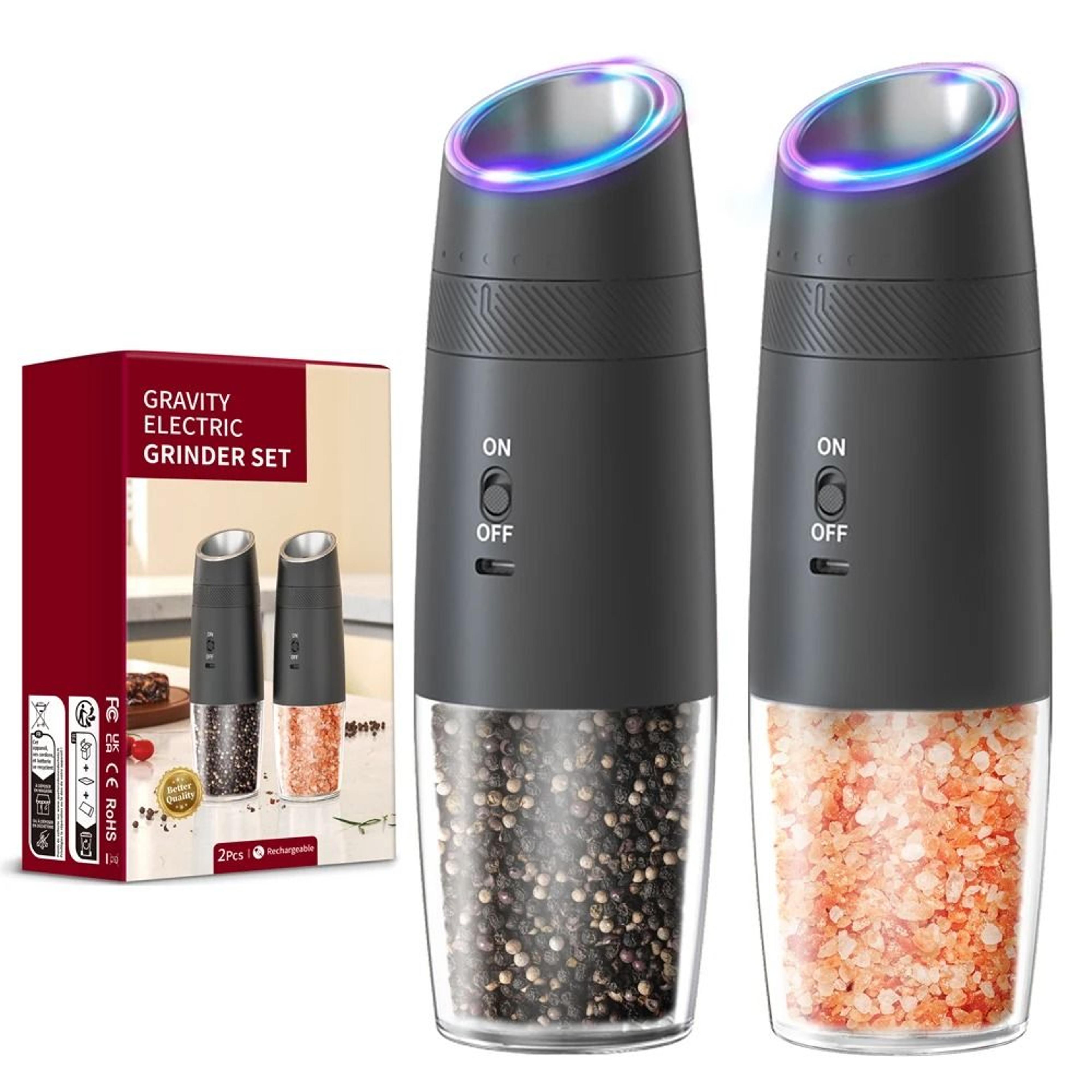 usb rechargeable automatic spice mill set with ceramic core