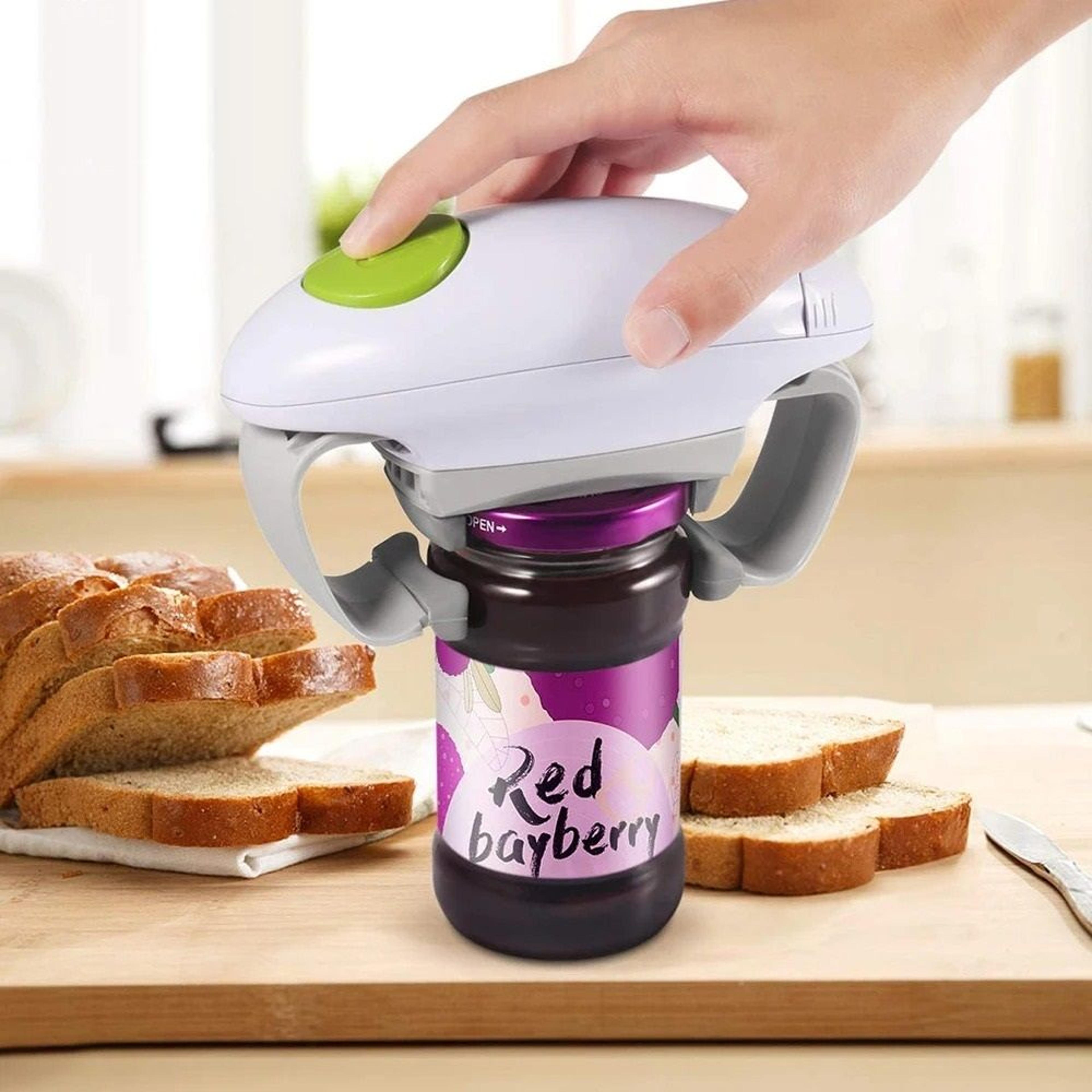 automatic electric can opener with smooth edge safety blade and jar opener function