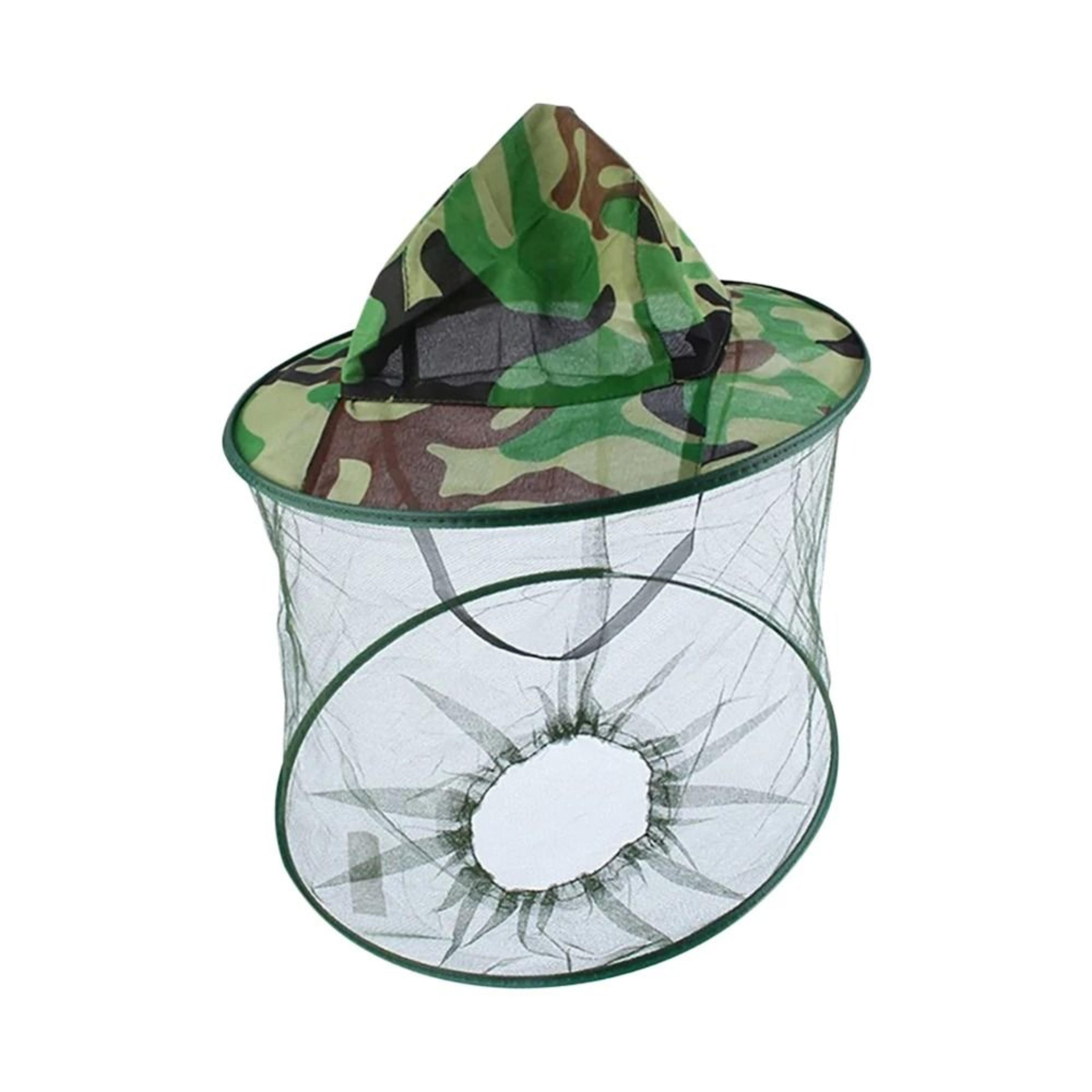 outdoor mosquito head net hat with camouflage mesh face screen for camping and fishing