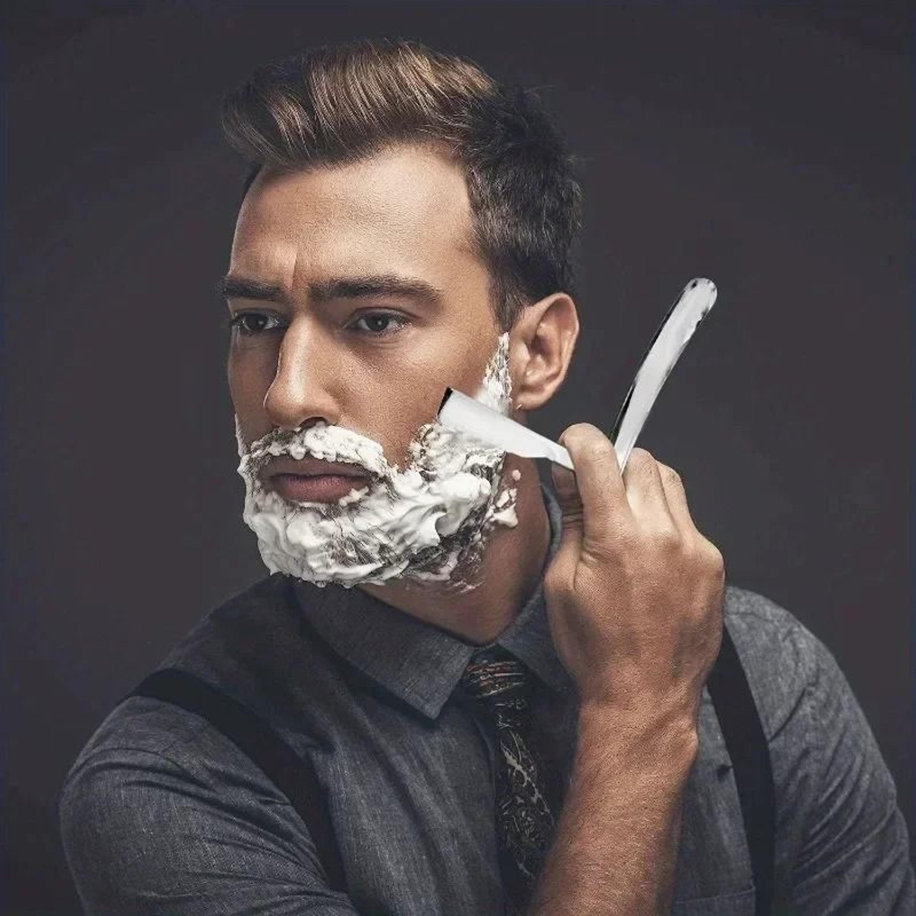 classic stainless steel shank manual barber straight razor with blades