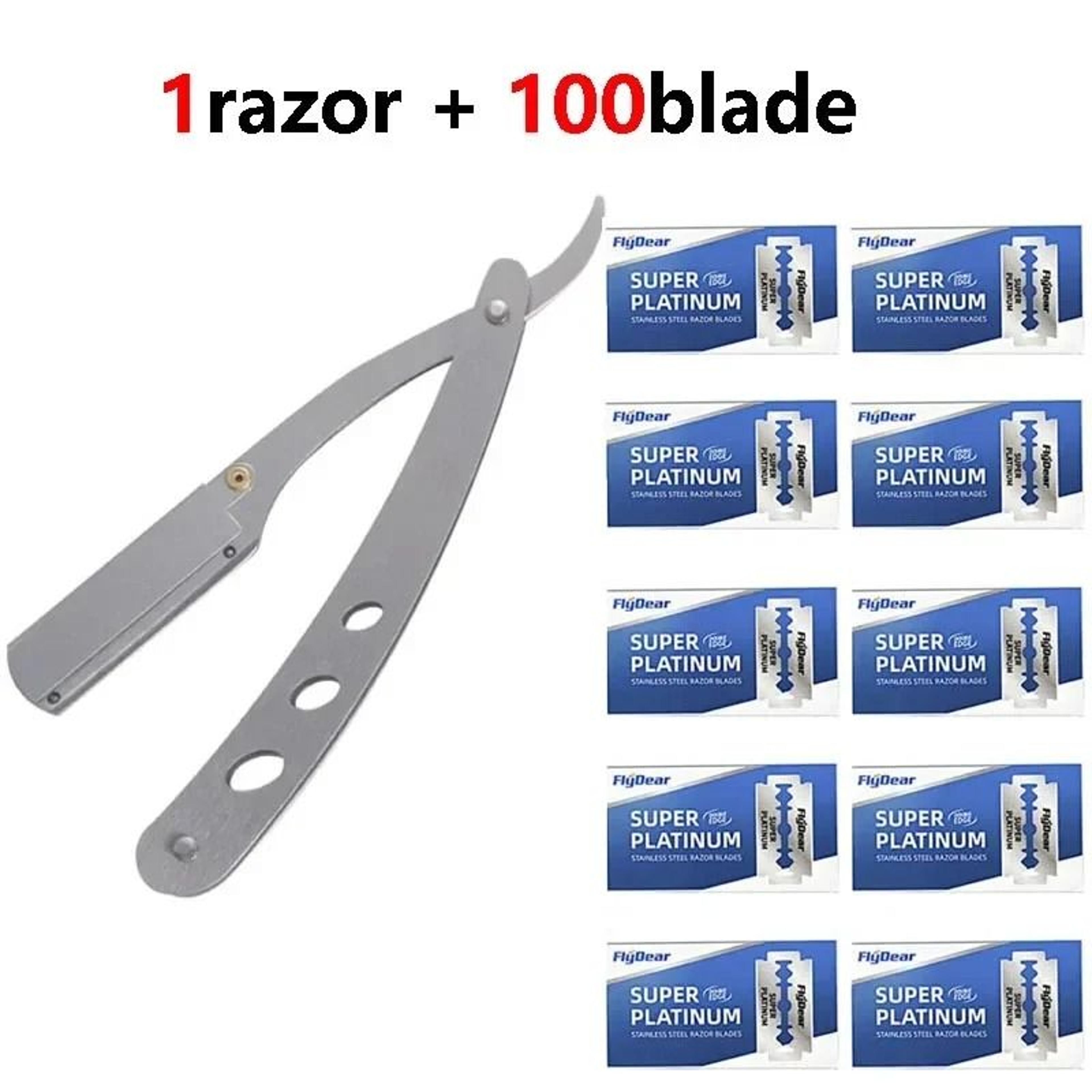 mens stainless steel straight edge barber razor and manual folding shaving knife
