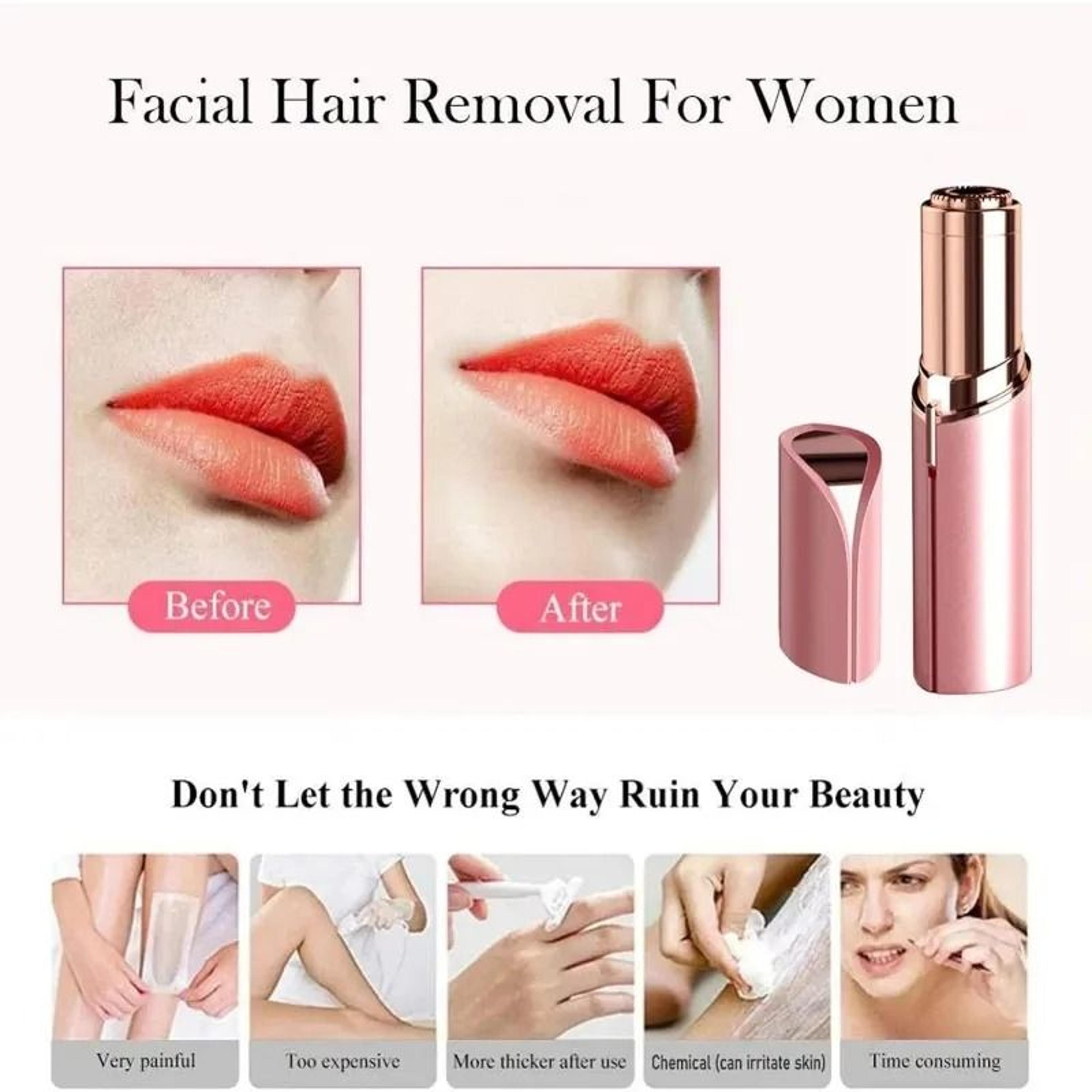 mini portable electric facial hair remover and precision epilator for lip, chin, and peach fuzz
