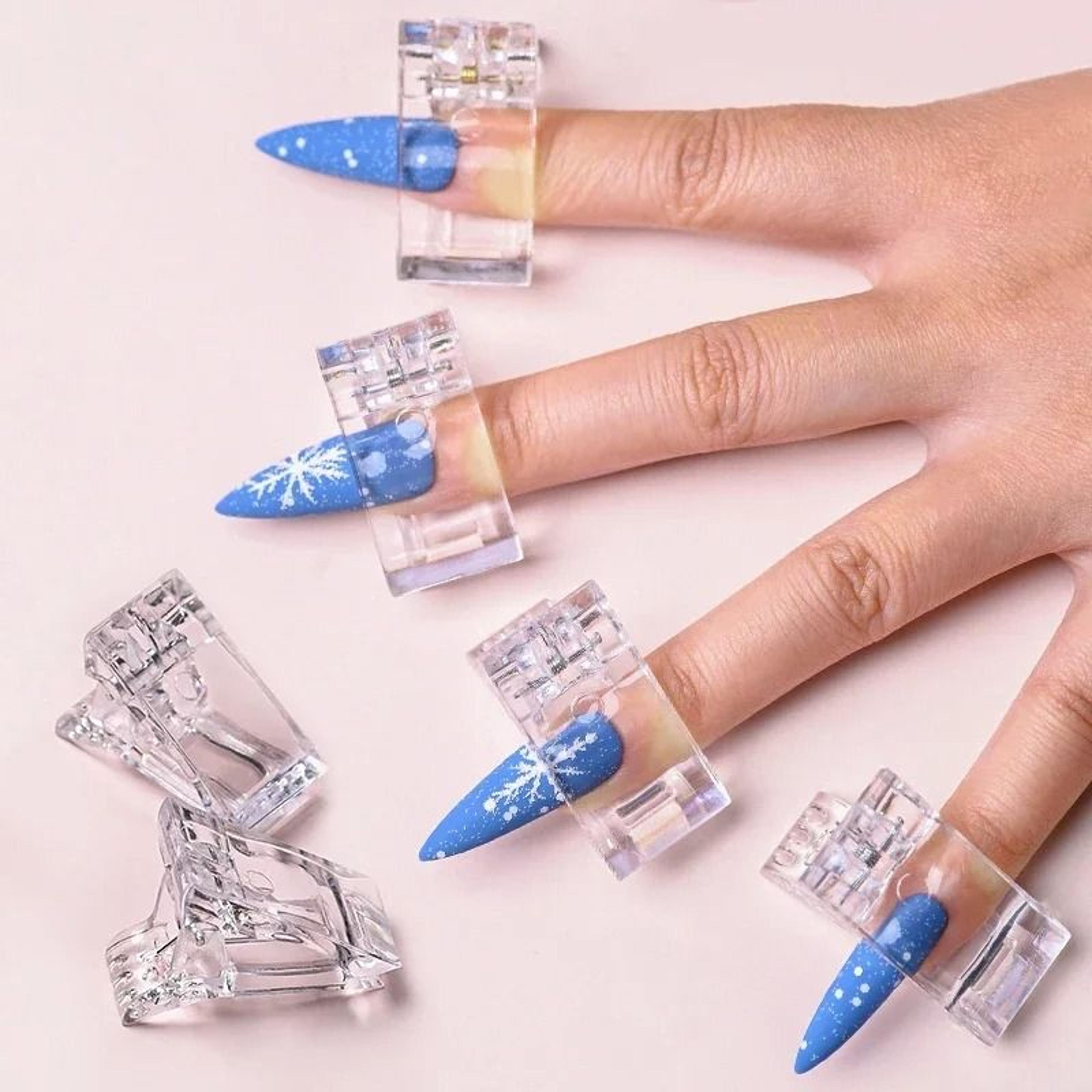transparent acrylic nail extension clips for quick building poly gel and uv clamps set