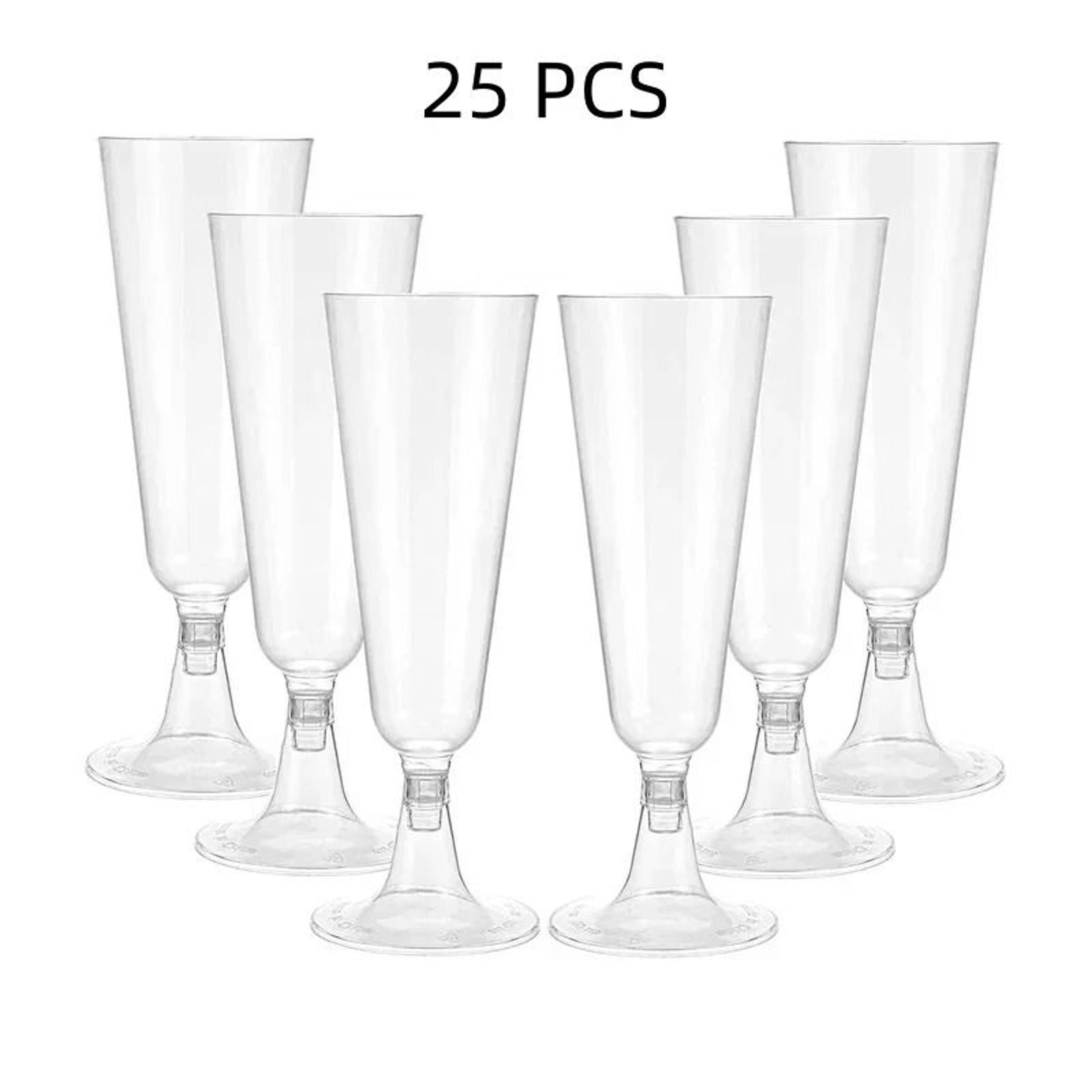 Disposable Plastic Champagne Glasses And Cocktail Stemware With Gold Glitter For Parties And Bars 8