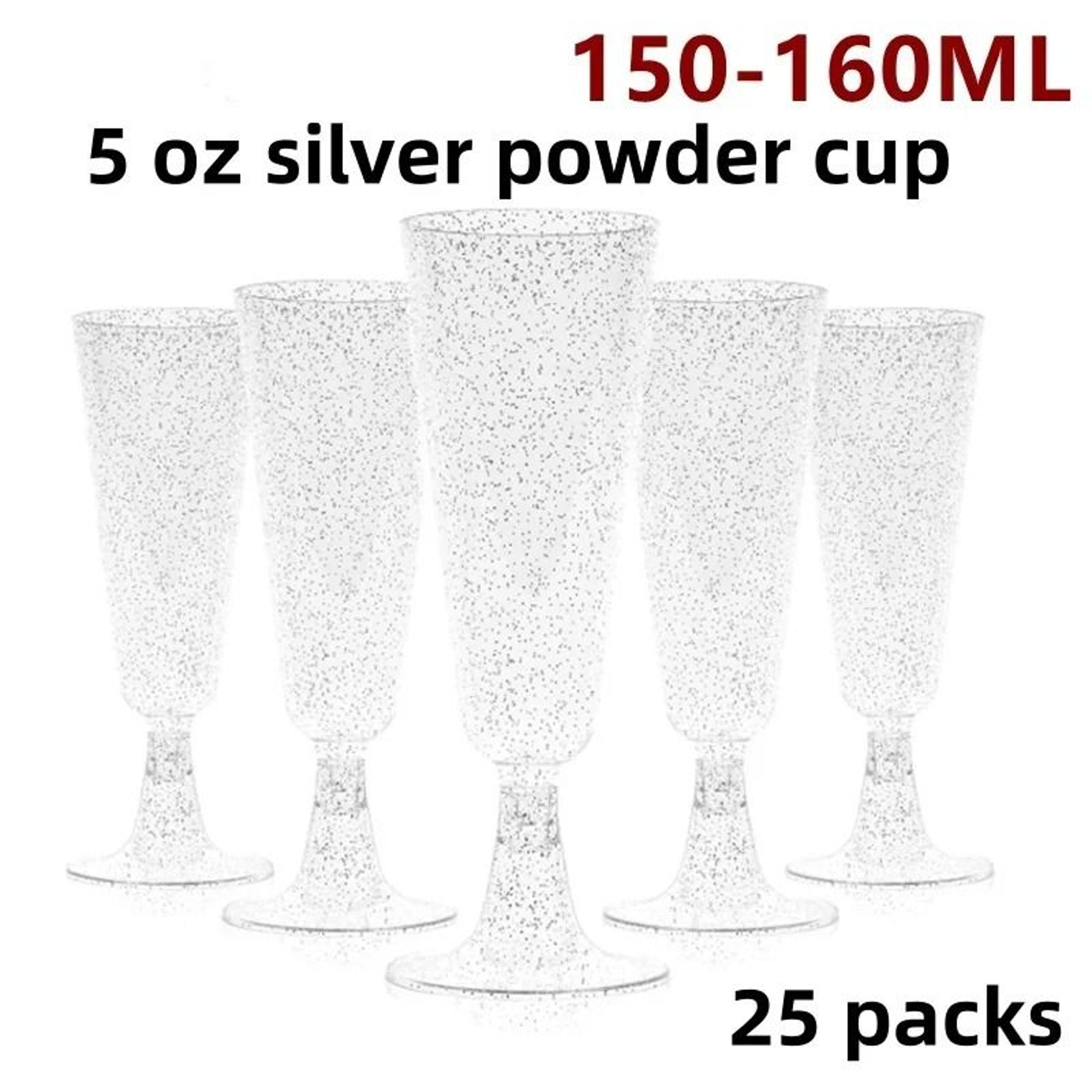 Disposable Plastic Champagne Glasses And Cocktail Stemware With Gold Glitter For Parties And Bars 6