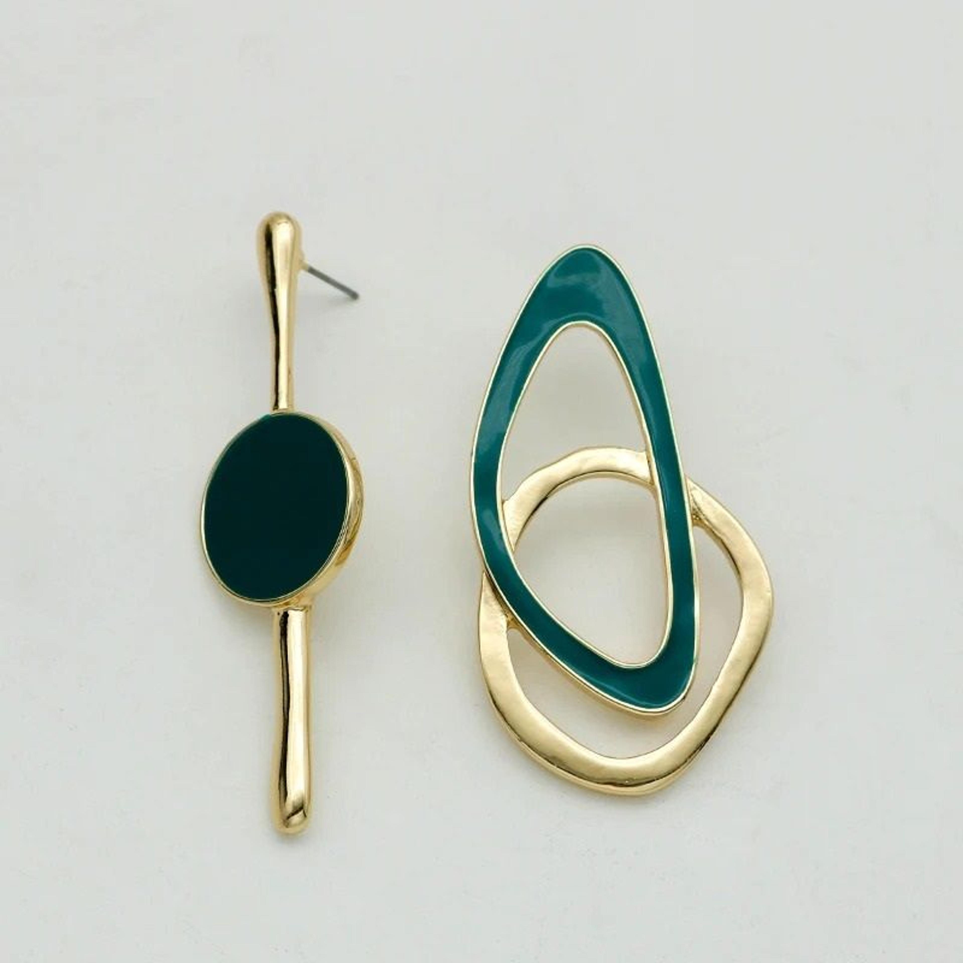 asymmetric metal post earrings for women enamel fashion jewelry trendy design gift