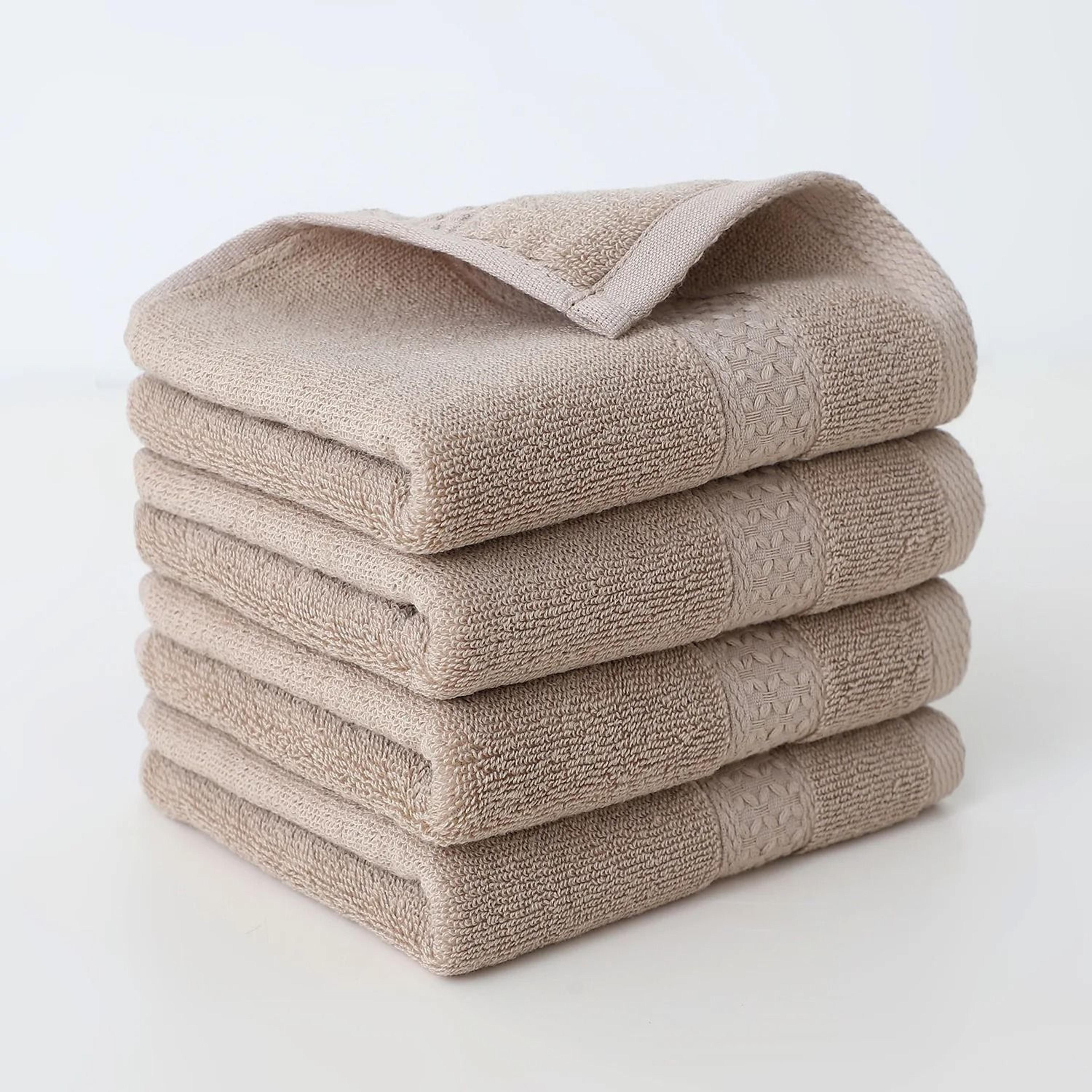 4Pack Plain Cotton Square Face Towels Soft Absorbent Washcloth Set 15