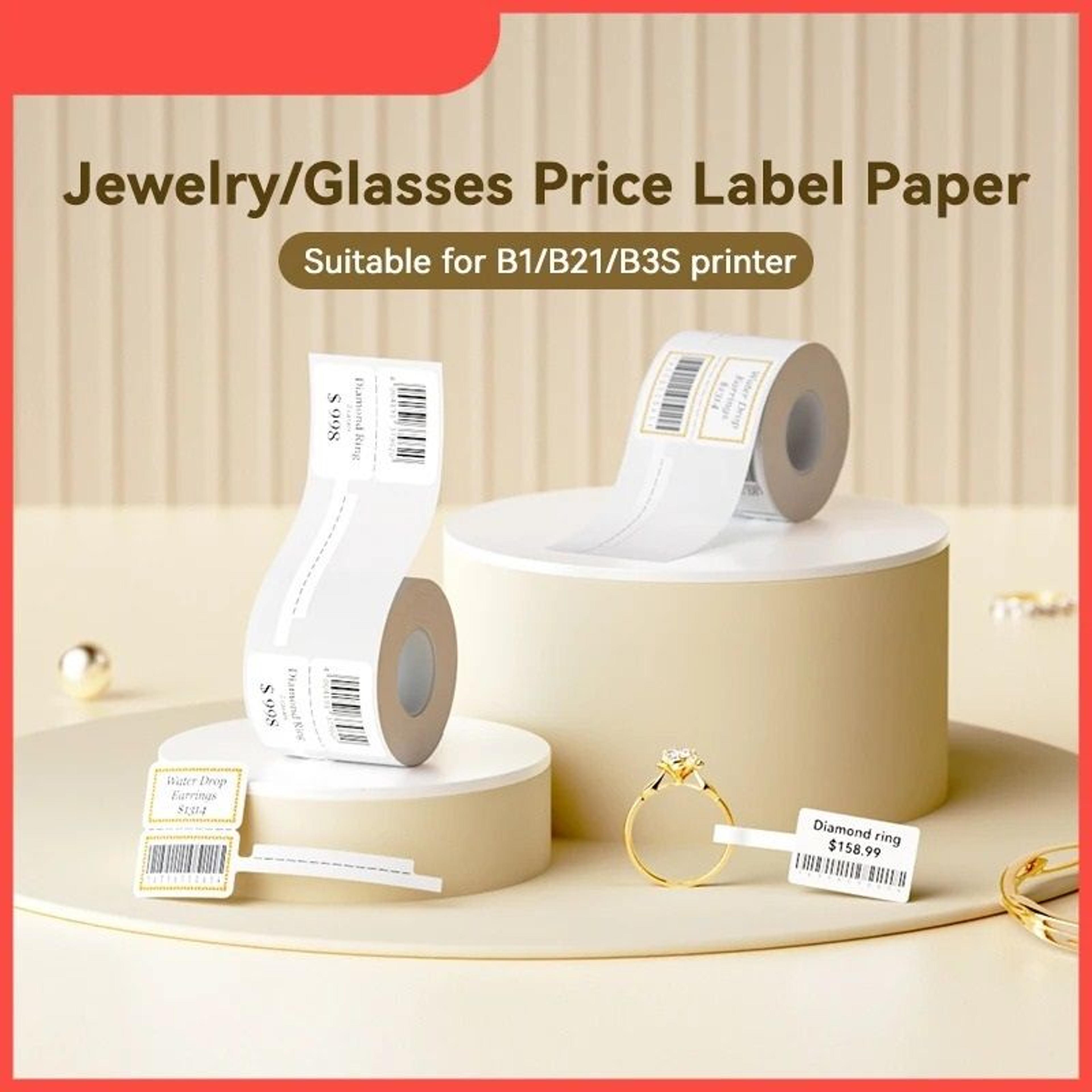 2-roll pack self-adhesive jewelry & ring price tag stickers for displays