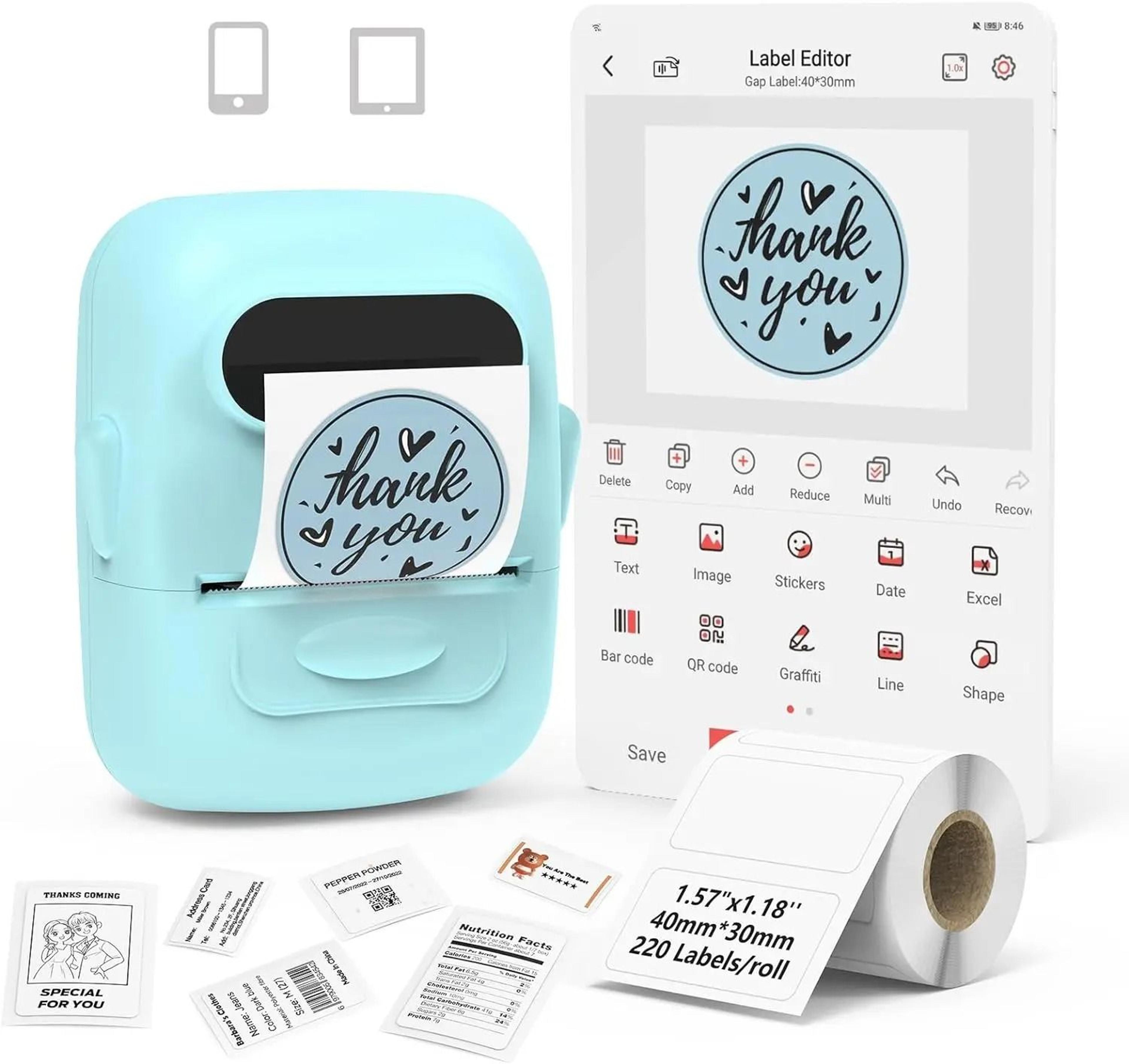 portable thermal label printer wireless bluetooth inkless pocket label maker