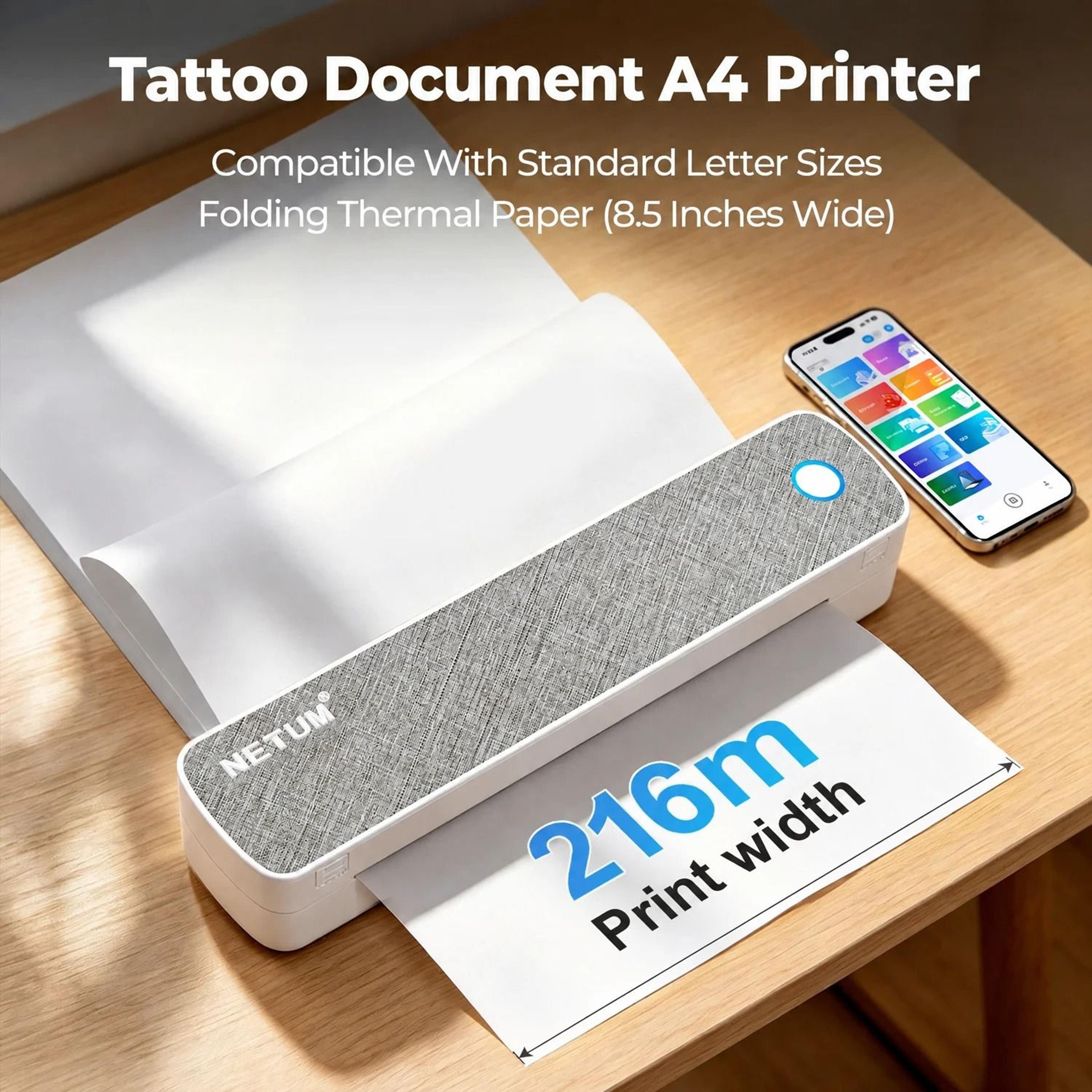 portable a4 thermal printer wireless bluetooth mobile document printer