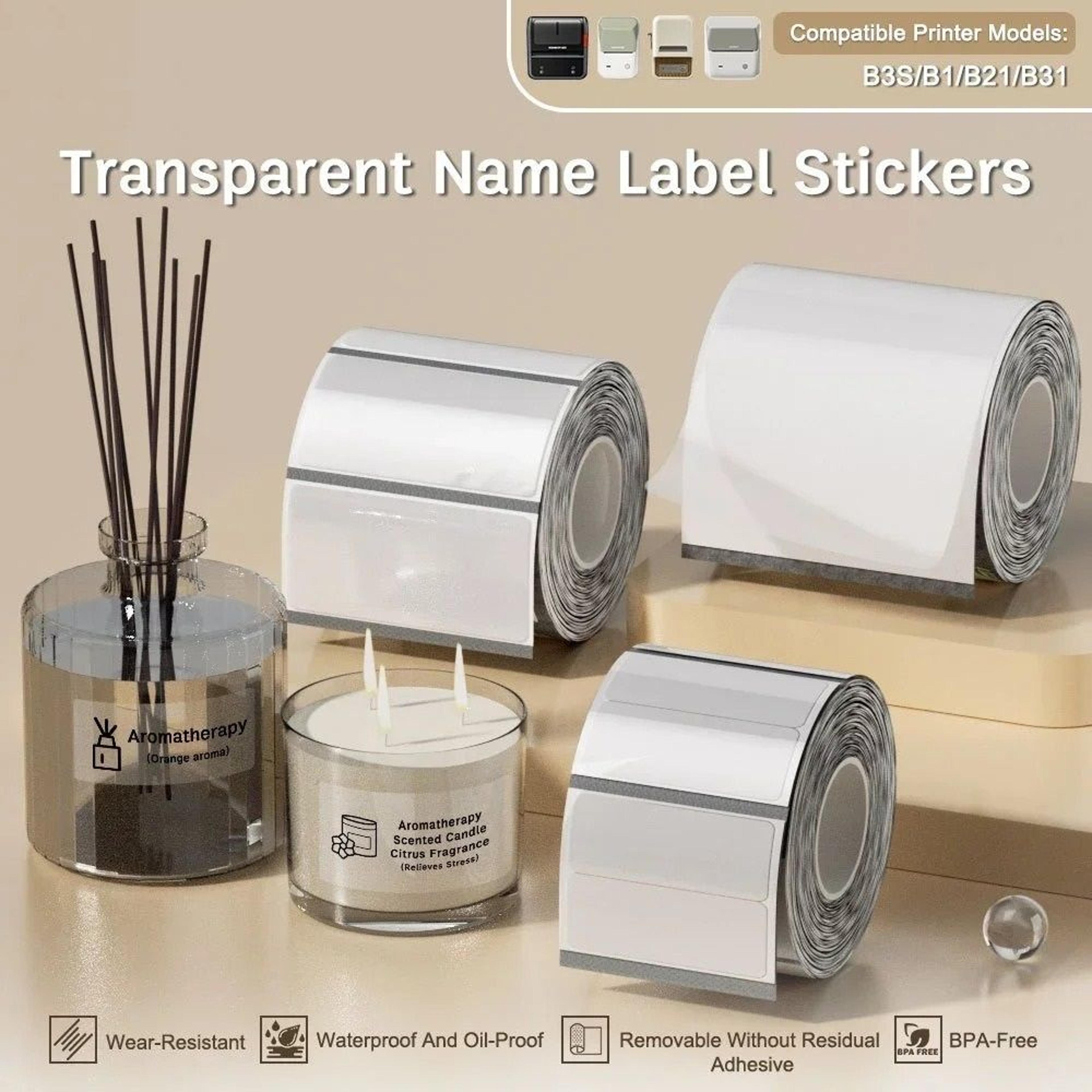 universal self adhesive clear waterproof transparent thermal label paper rolls