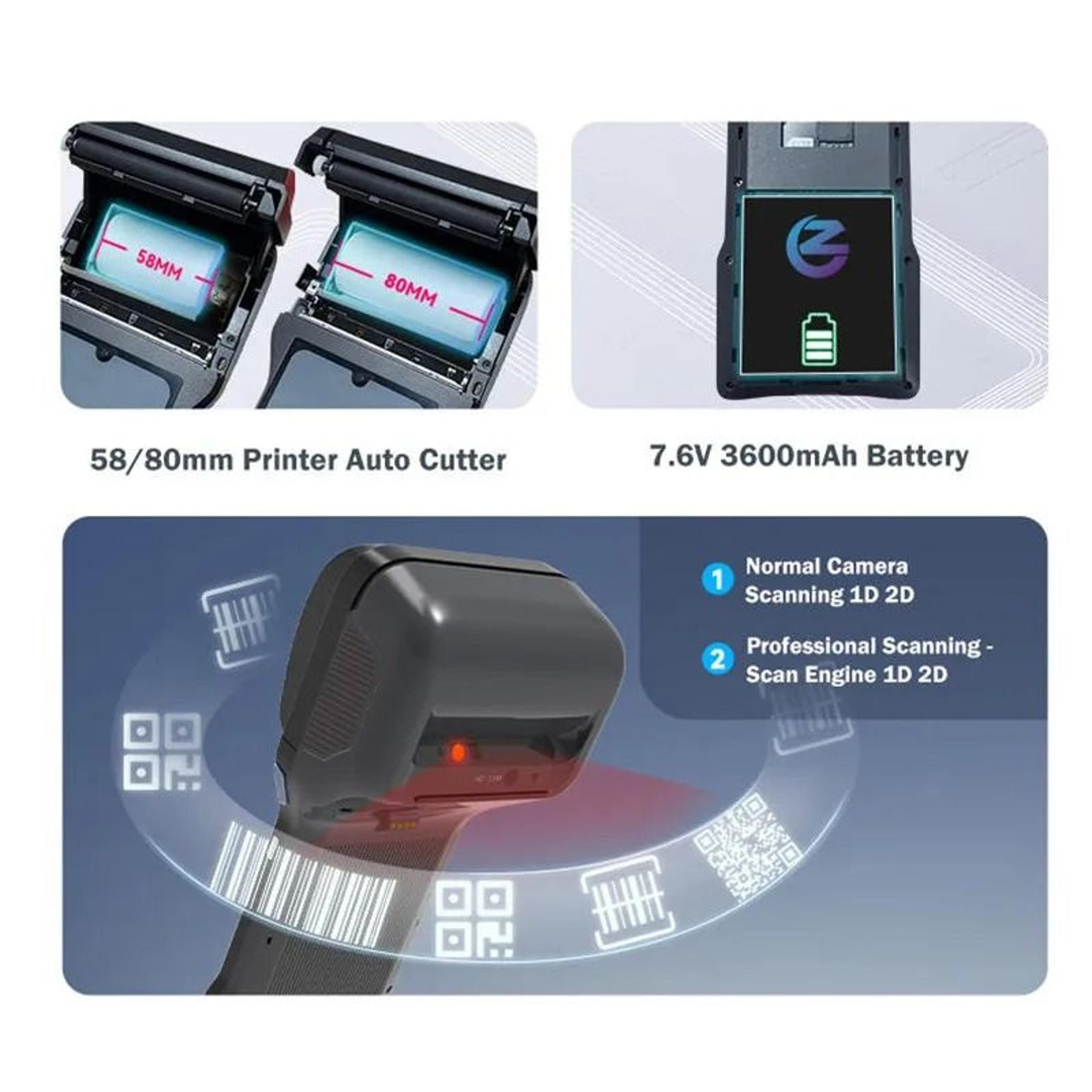 Handheld Android Wireless Mobile POS Terminal Printer And Barcode Scanner 4