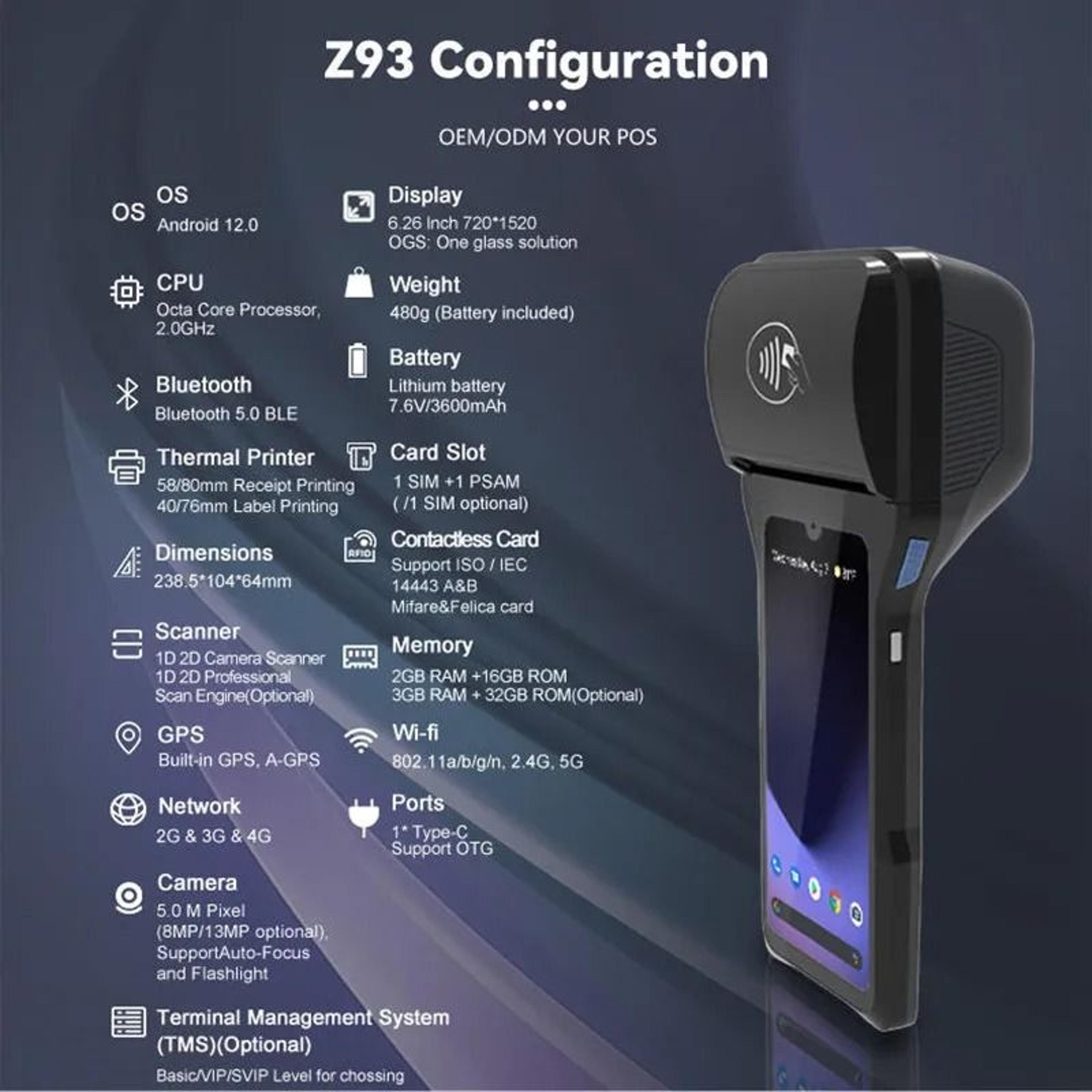 Handheld Android Wireless Mobile POS Terminal Printer And Barcode Scanner 5