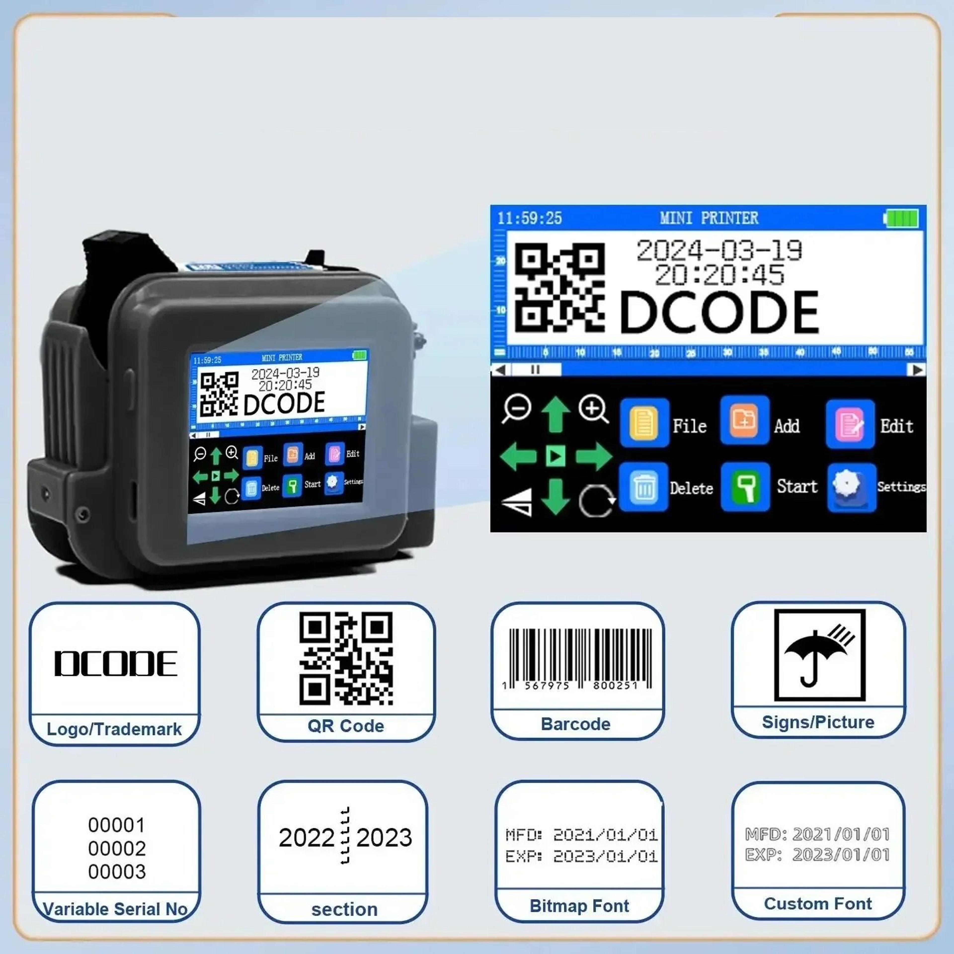 Handheld Thermal Inkjet Printer Mini Portable Batch Coder For Text Barcodes And Logos 1
