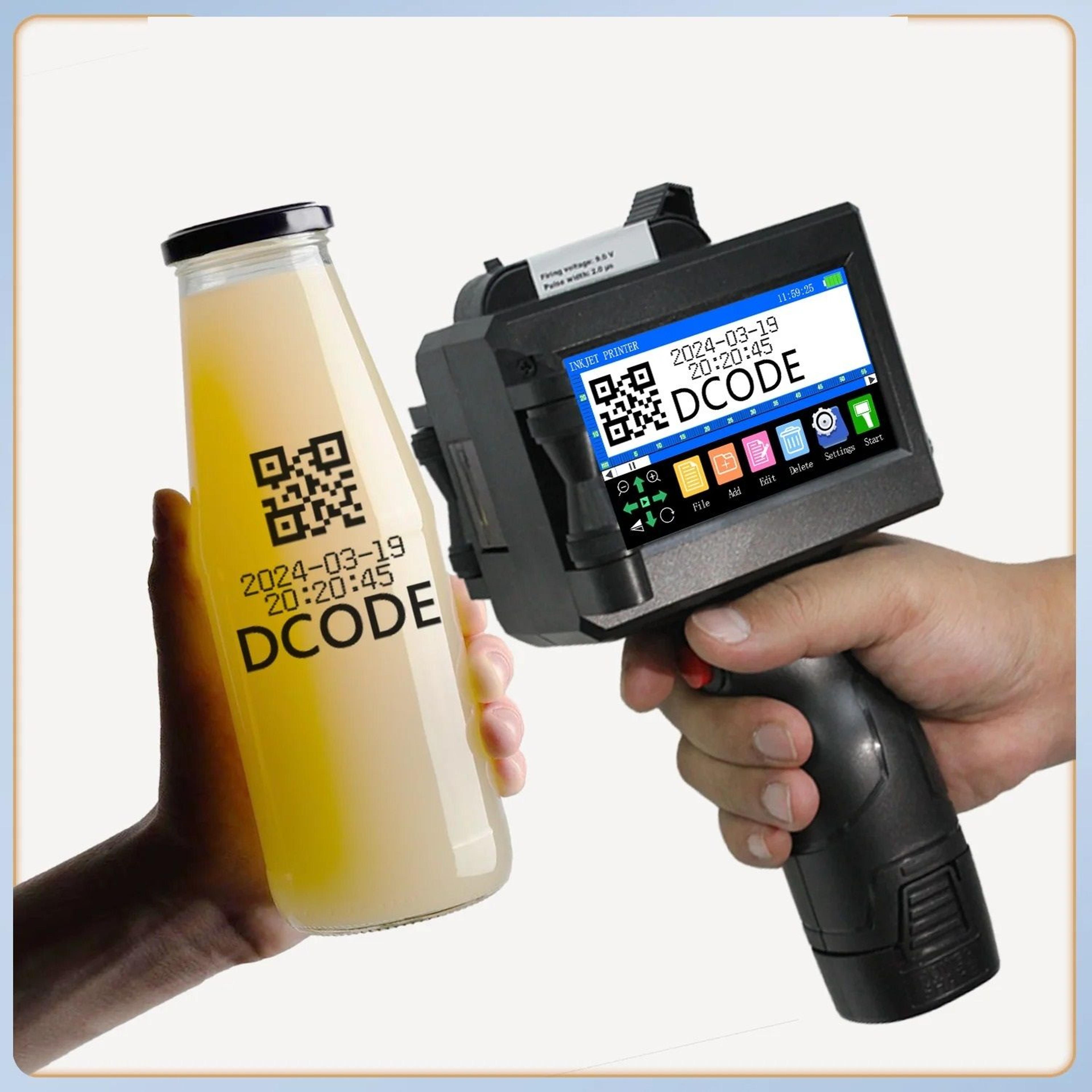 handheld thermal inkjet printer 1 in portable tij batch coder for qr barcodes and logos
