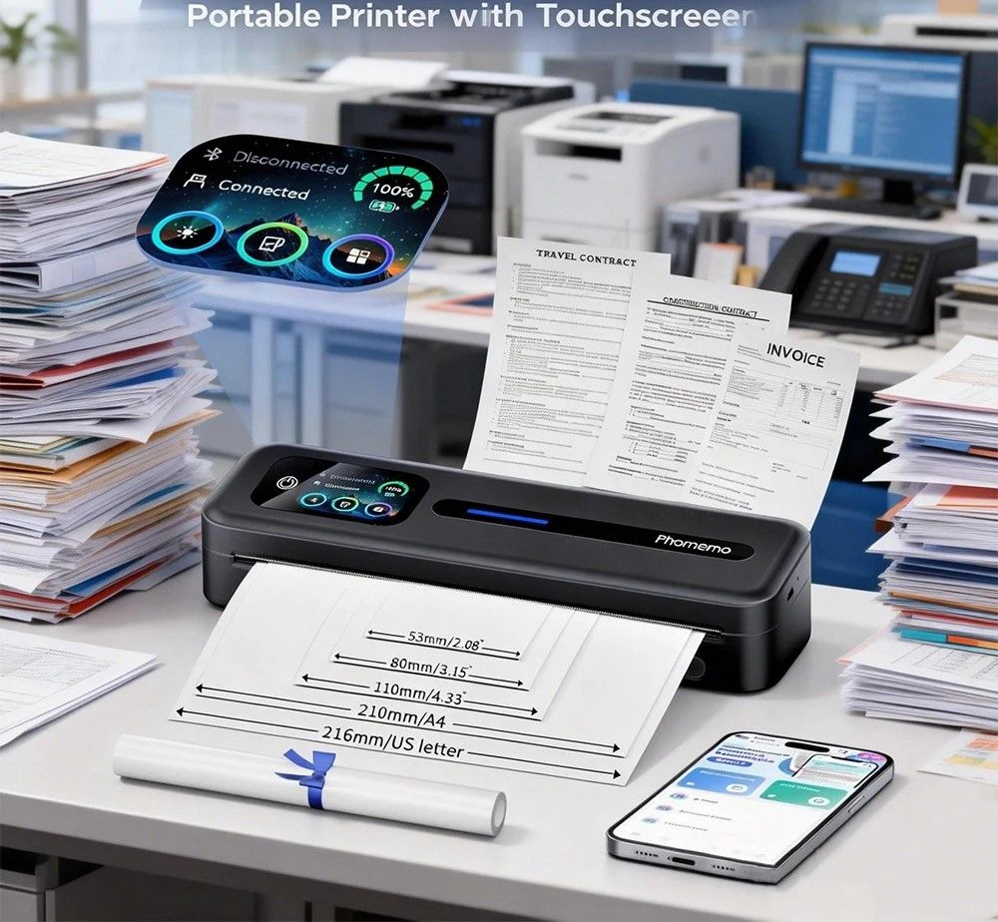 desktop wireless touchscreen portable thermal document printer a4 and us letter machine
