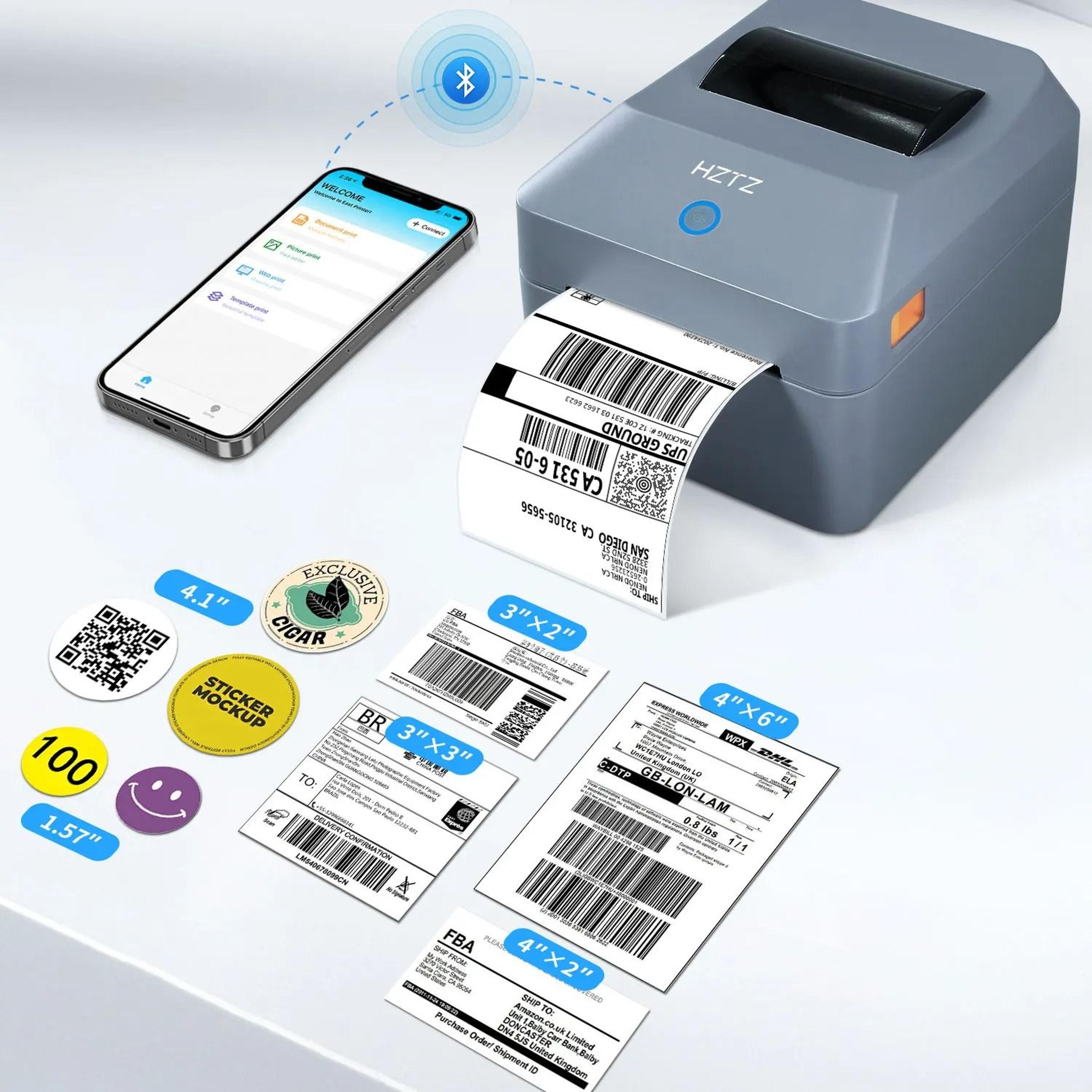 Desktop Wireless Bluetooth 4x6 Shipping Label Printer High Speed Express Waybill Maker 2