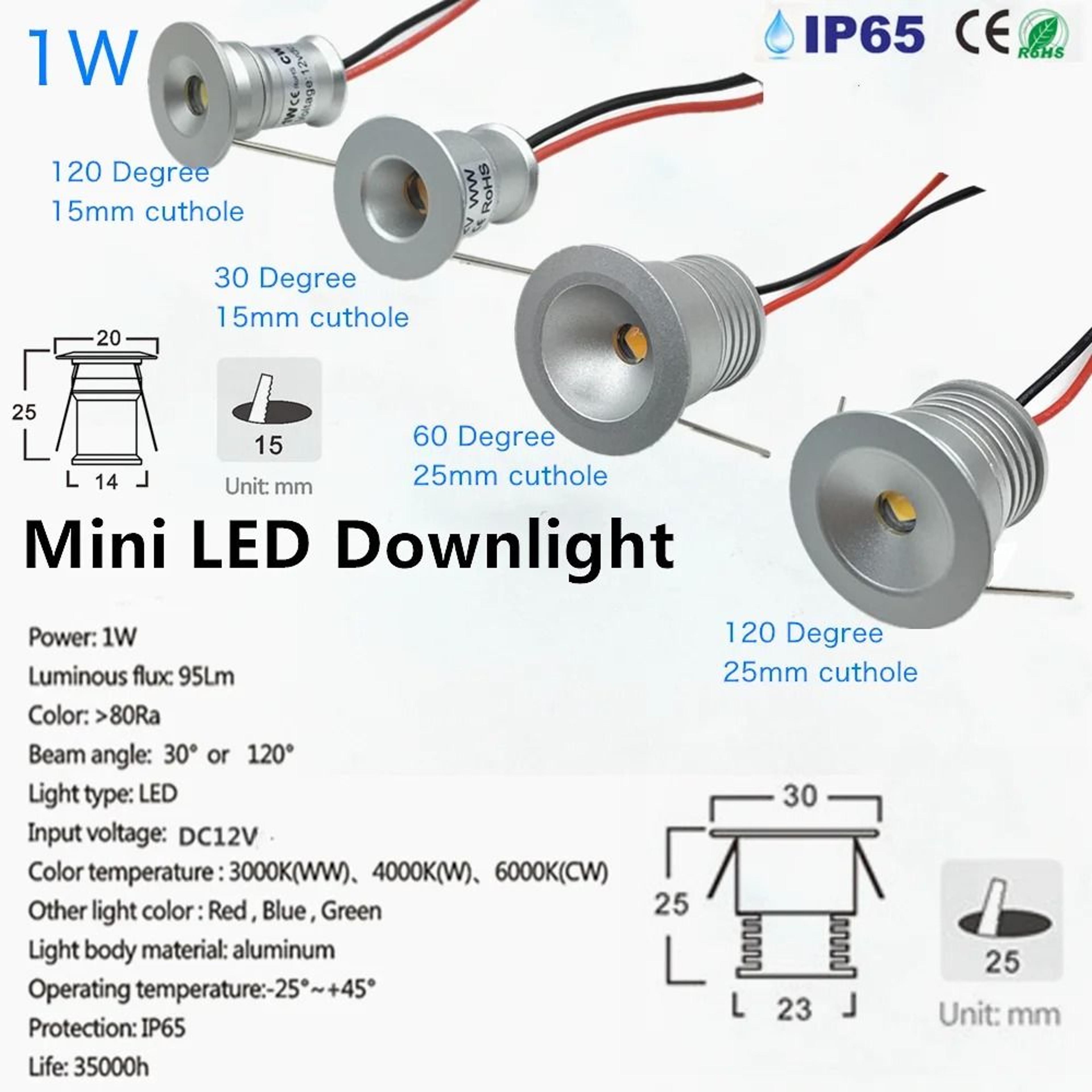 Desktop Mini LED Downlight 1W 3W Recessed 12V Dimmable Cabinet Ceiling Spotlight 1
