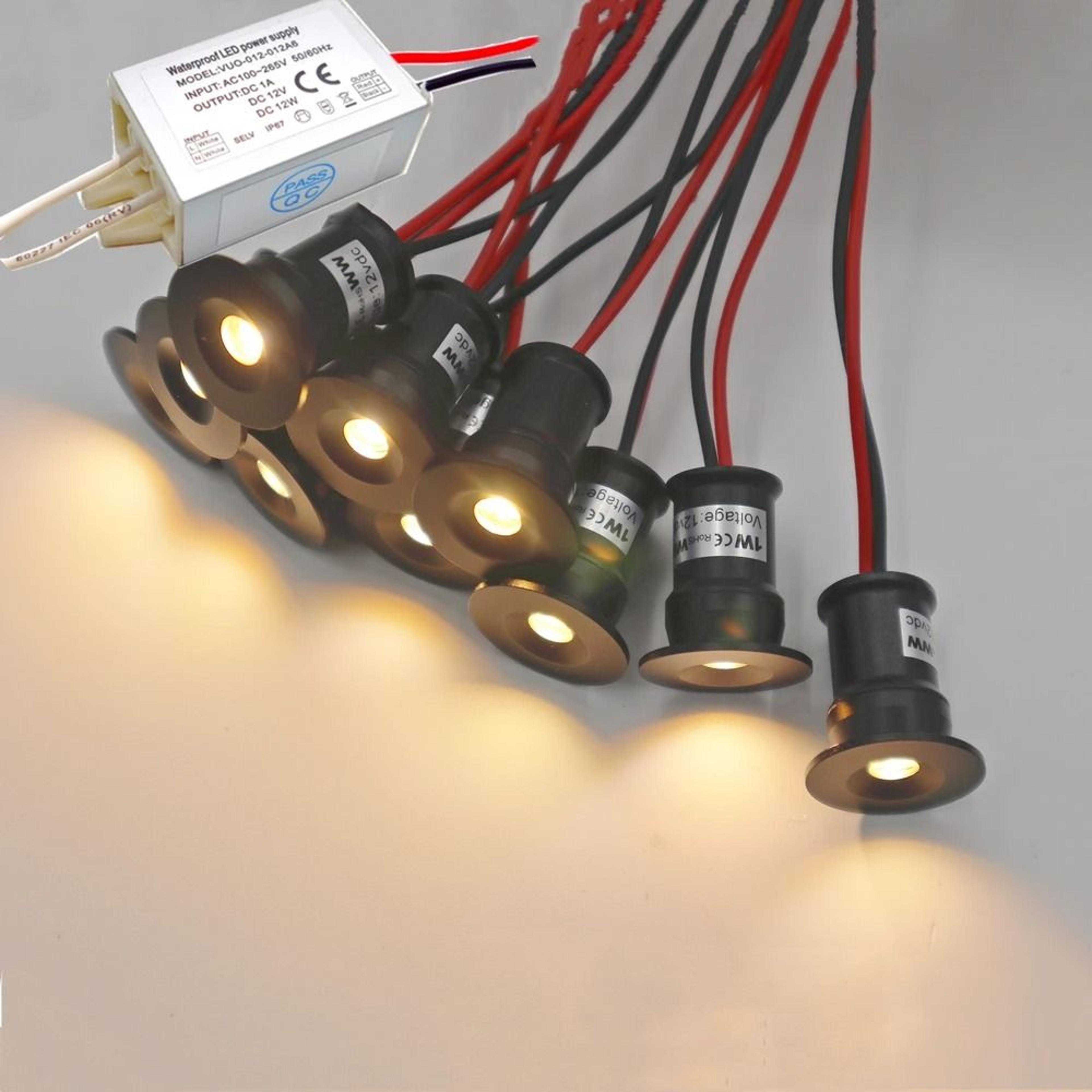 10 piece small recessed led 1w spotlight set 12v walkway cabinet decor lighting