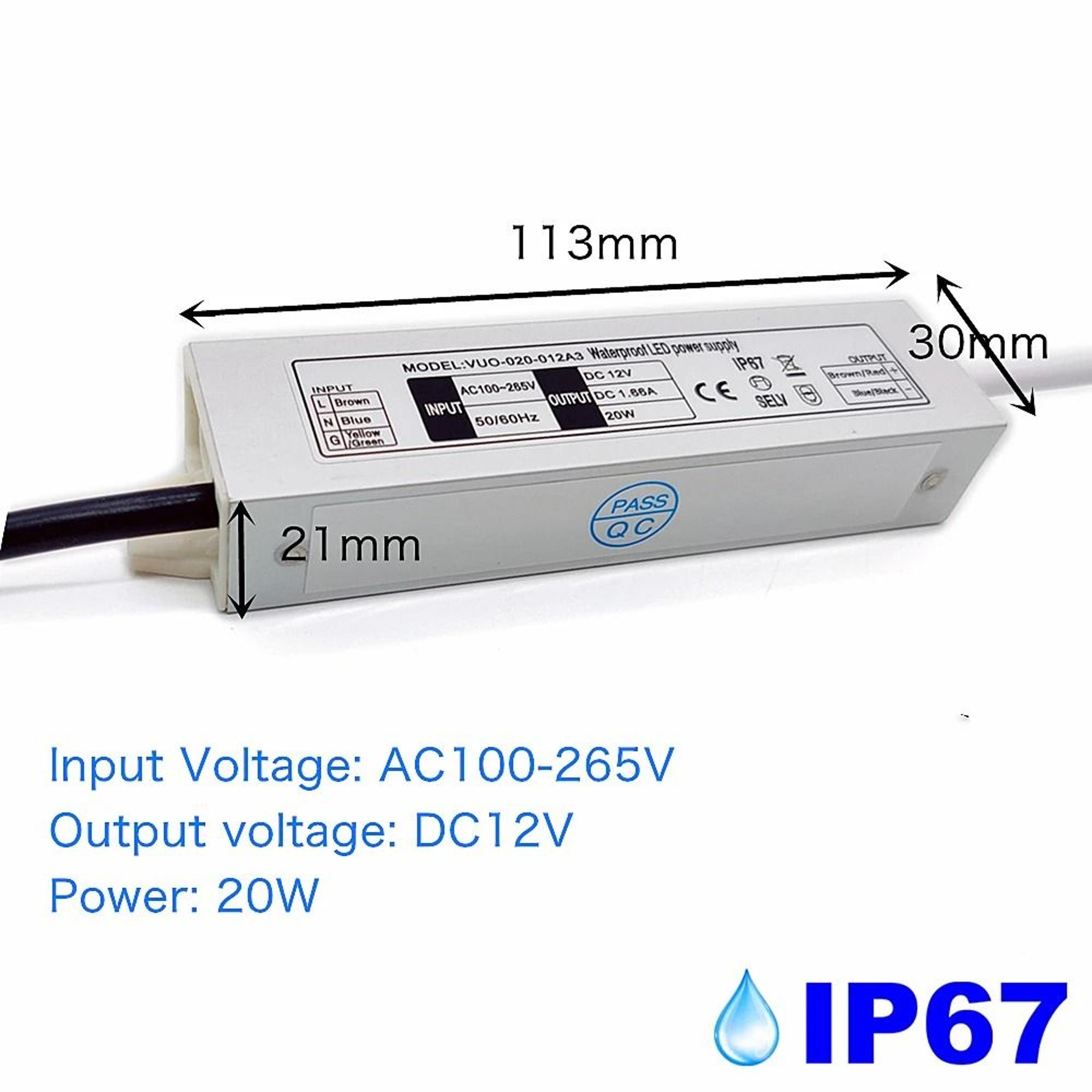 IP67 Waterproof LED Driver 12V Power Supply AC100 To 265V Transformer 6
