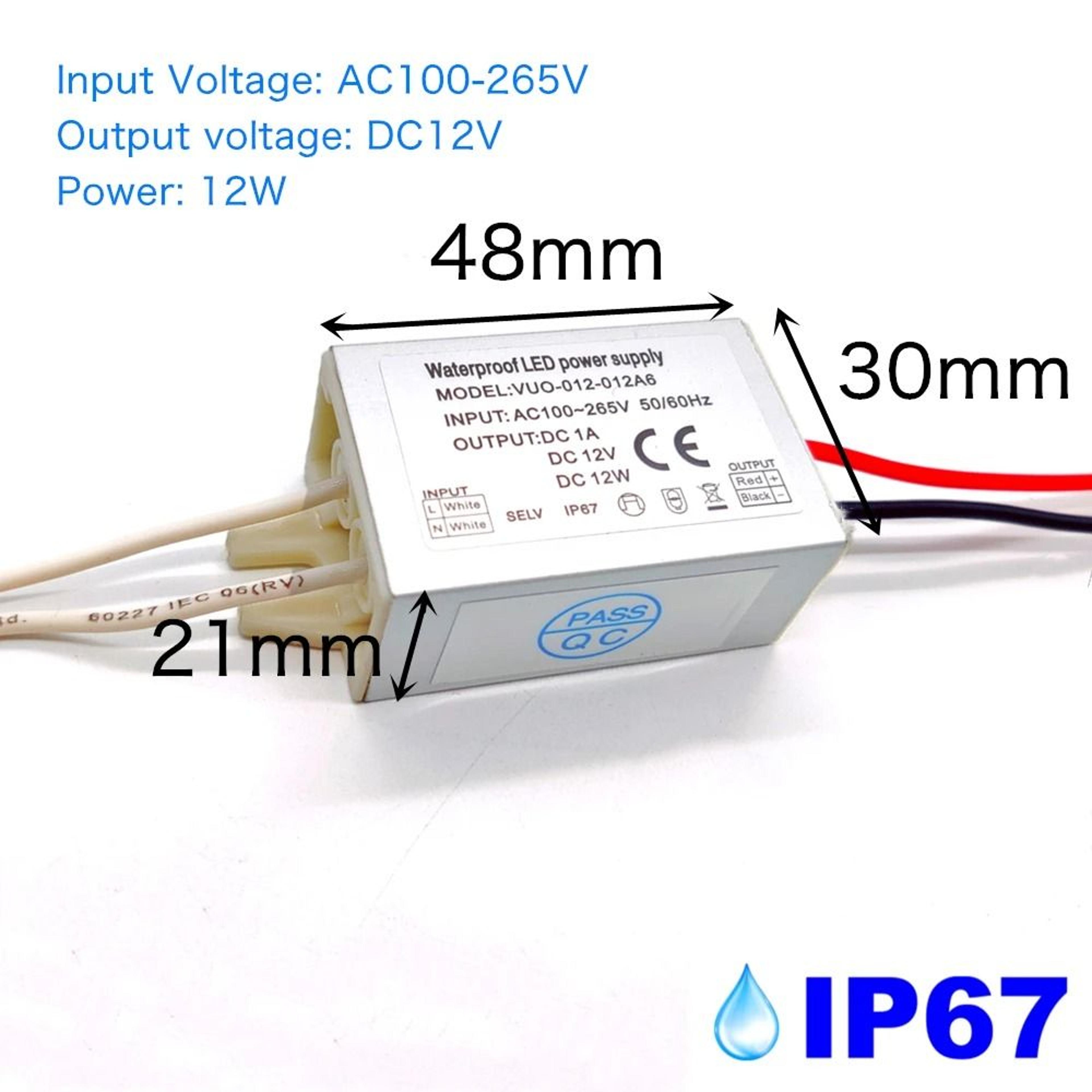 IP67 Waterproof LED Driver 12V Power Supply AC100 To 265V Transformer 2
