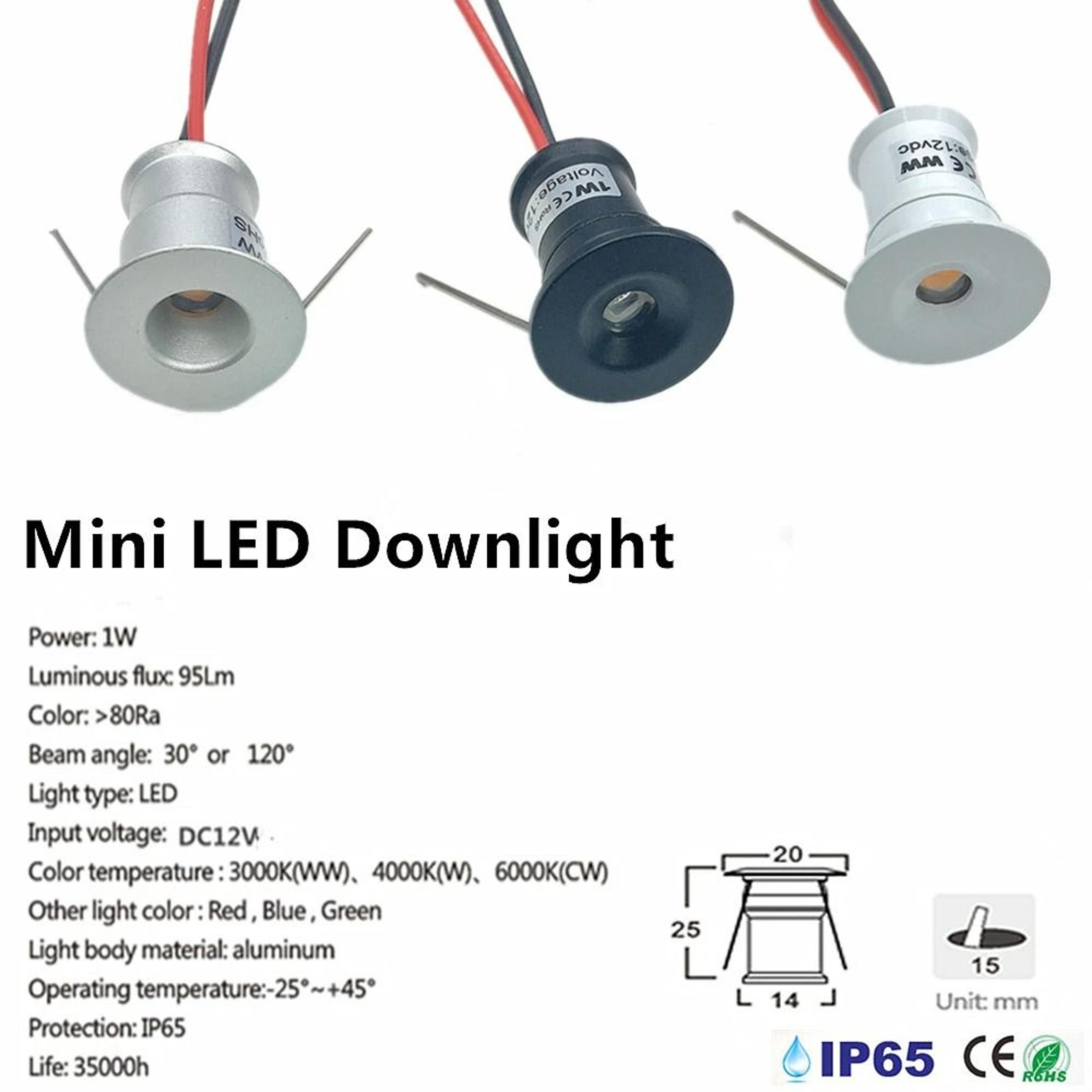 Mini Downlight LED 12V 1W Recessed Small Spotlight Set With Transformer AC110 To 220V 1