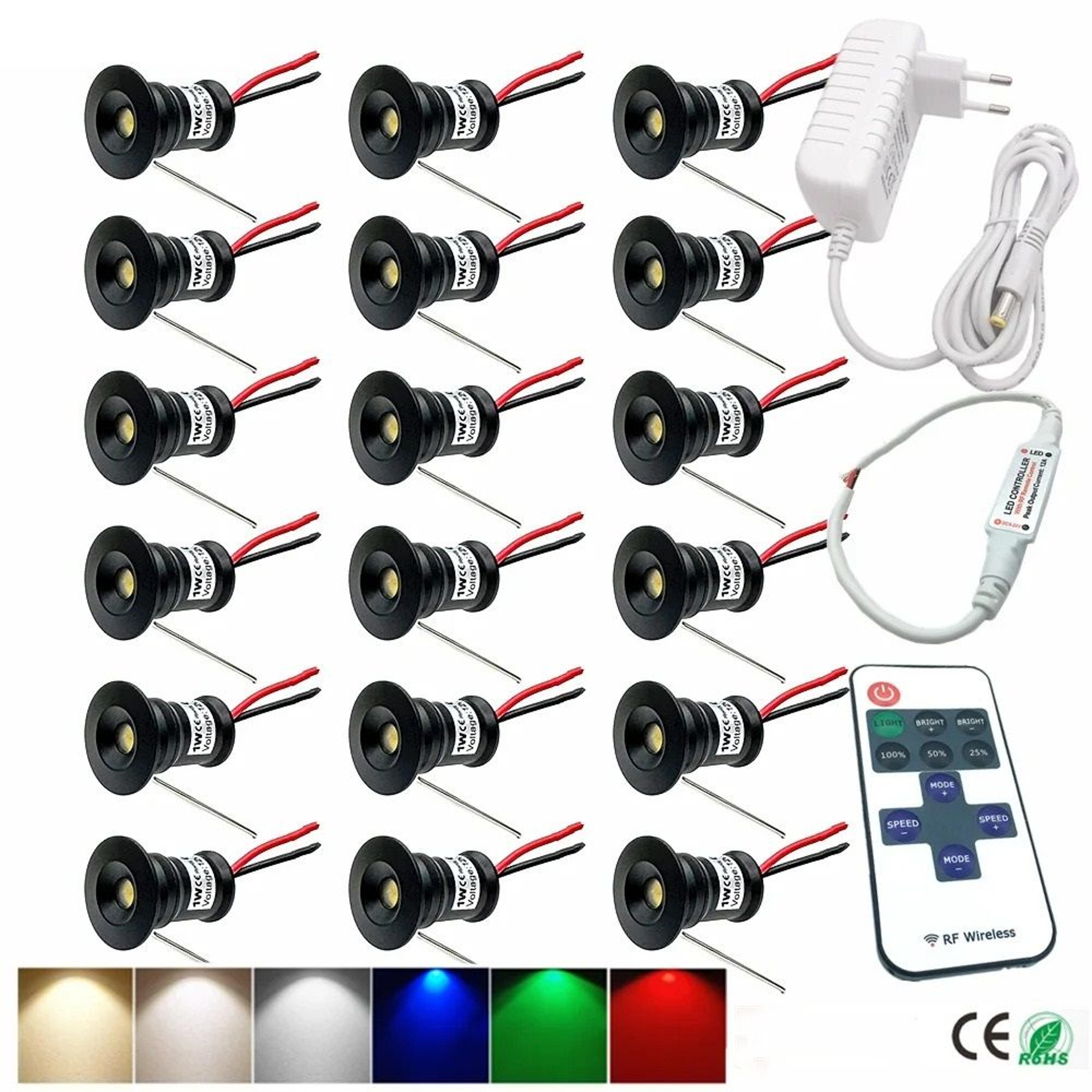 1w mini spot led light 12v set with remote controller dimmable downlight cabinet ceiling spot