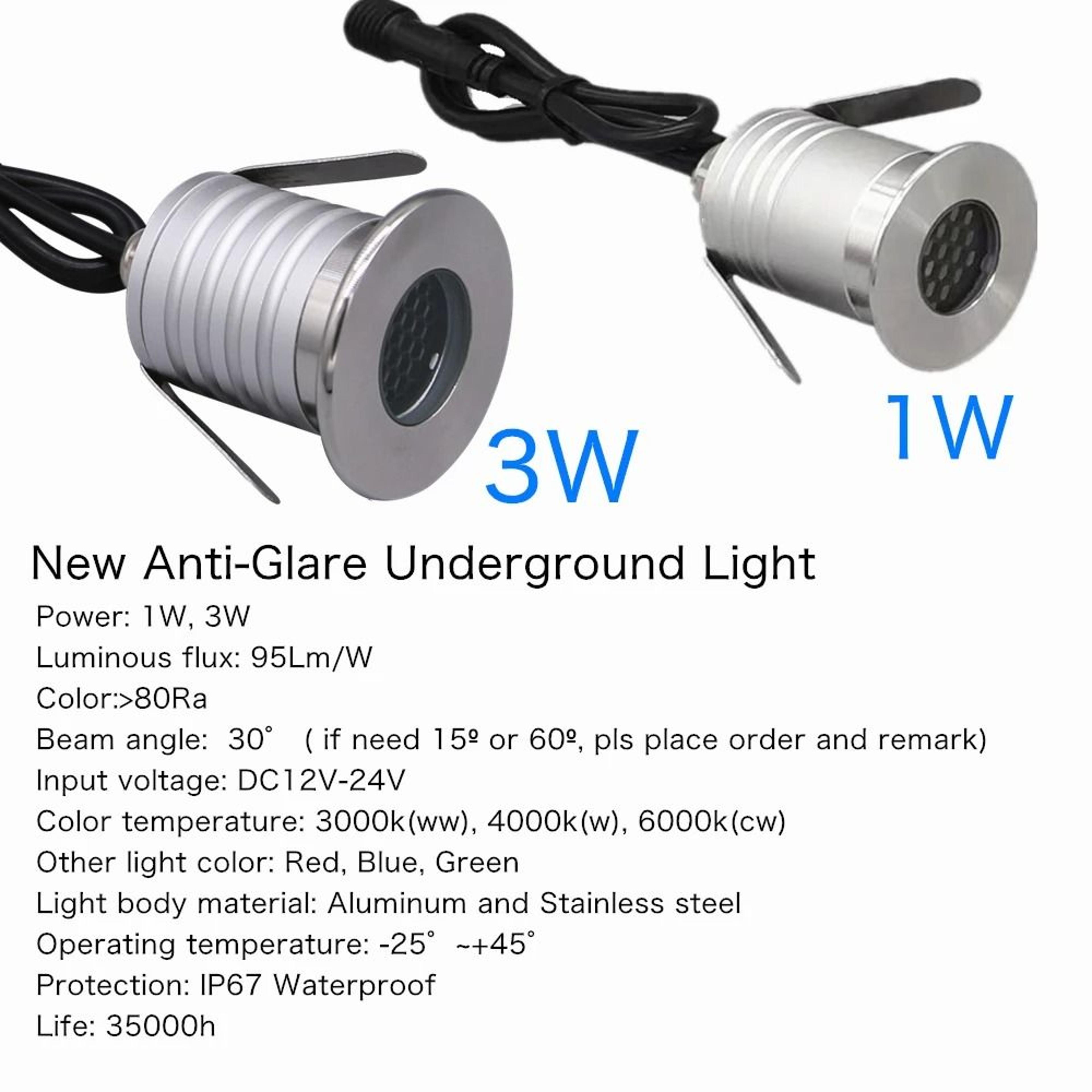 IP67 Anti Glare LED Underground Light 1W 3W Waterproof Garden Floor Lamp 12V 24V Outdoor Recessed 1