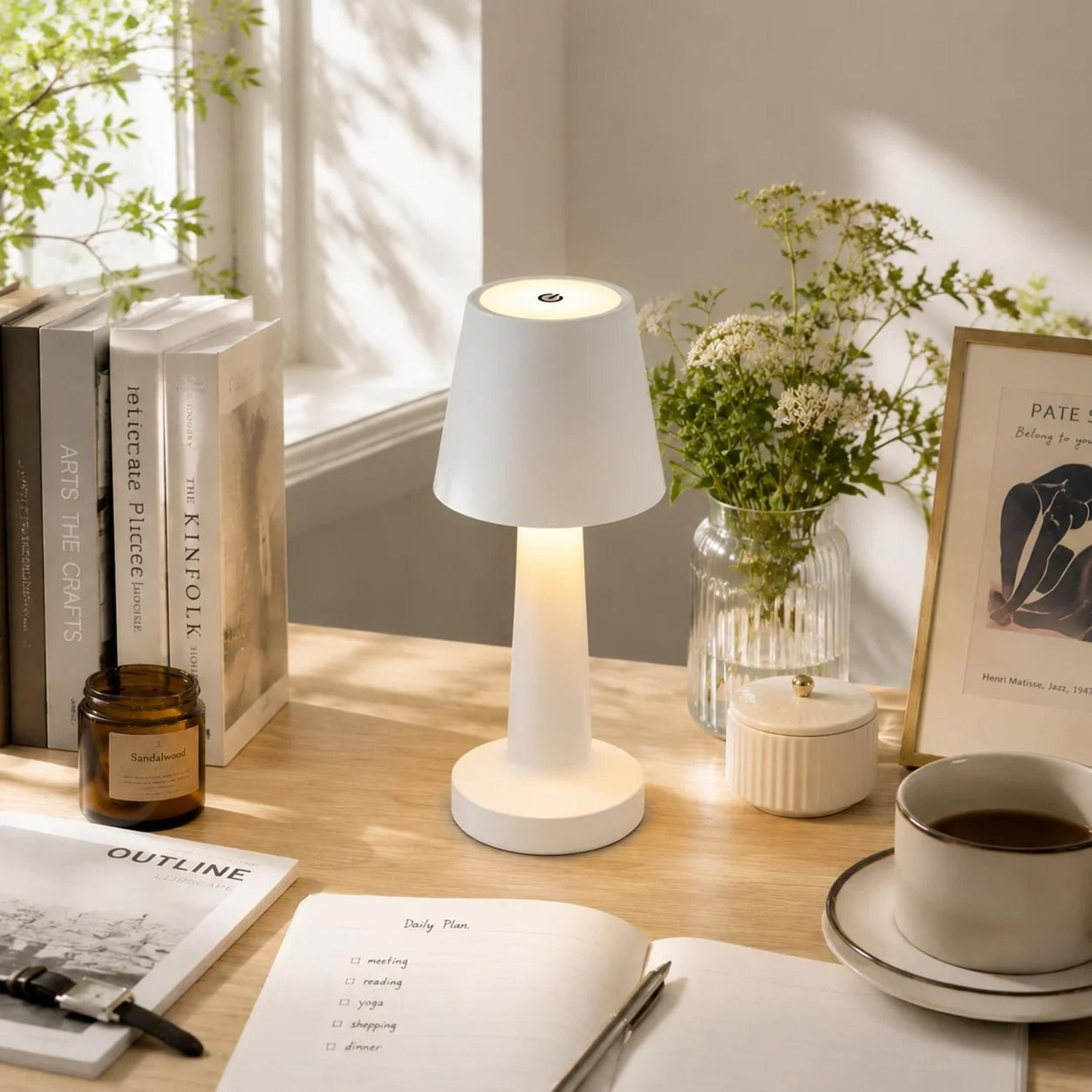 LED Mushroom Table Lamp Wireless Rechargeable Touch Control Dimmable Bedside Night Light Minimalist 6