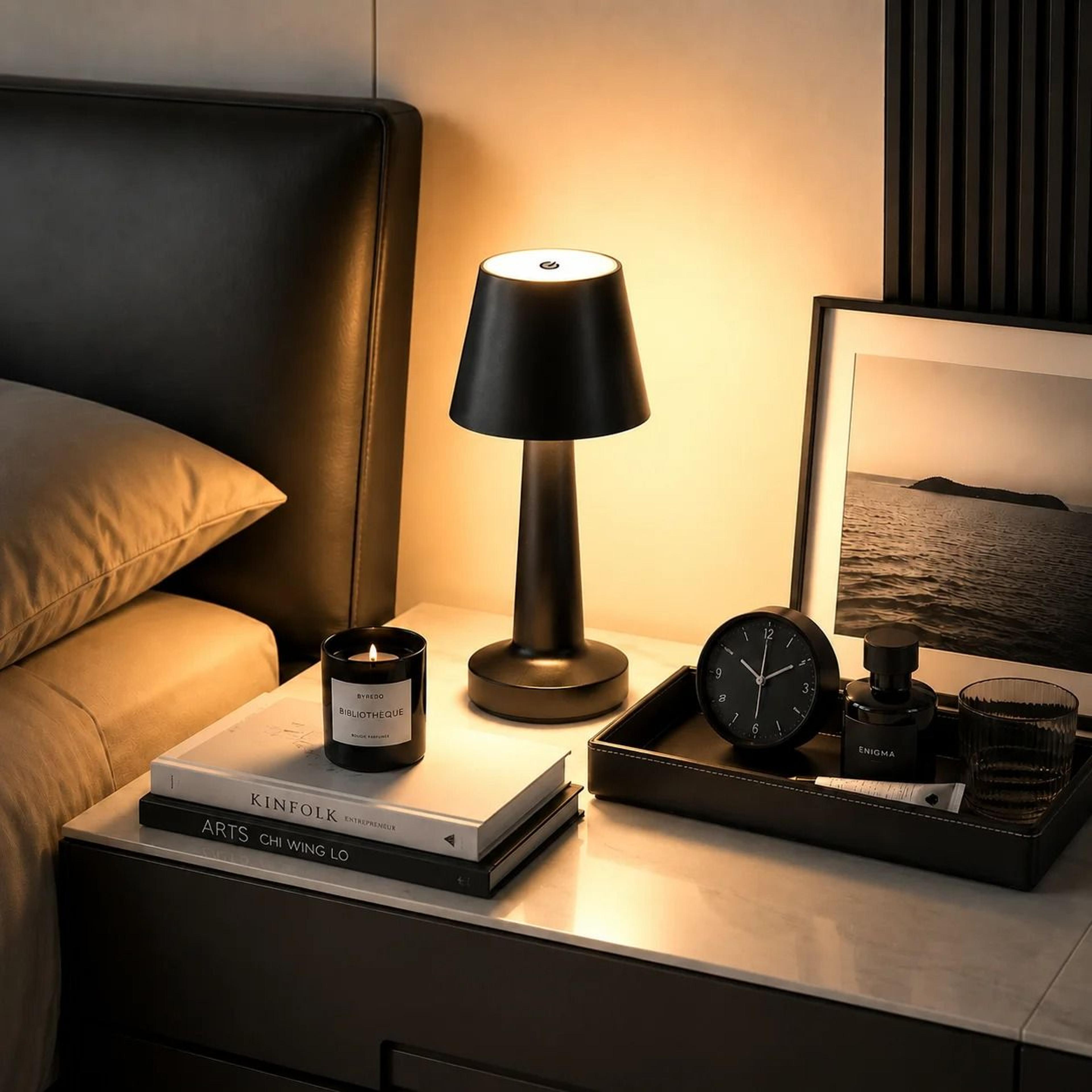 LED Mushroom Table Lamp Wireless Rechargeable Touch Control Dimmable Bedside Night Light Minimalist 4