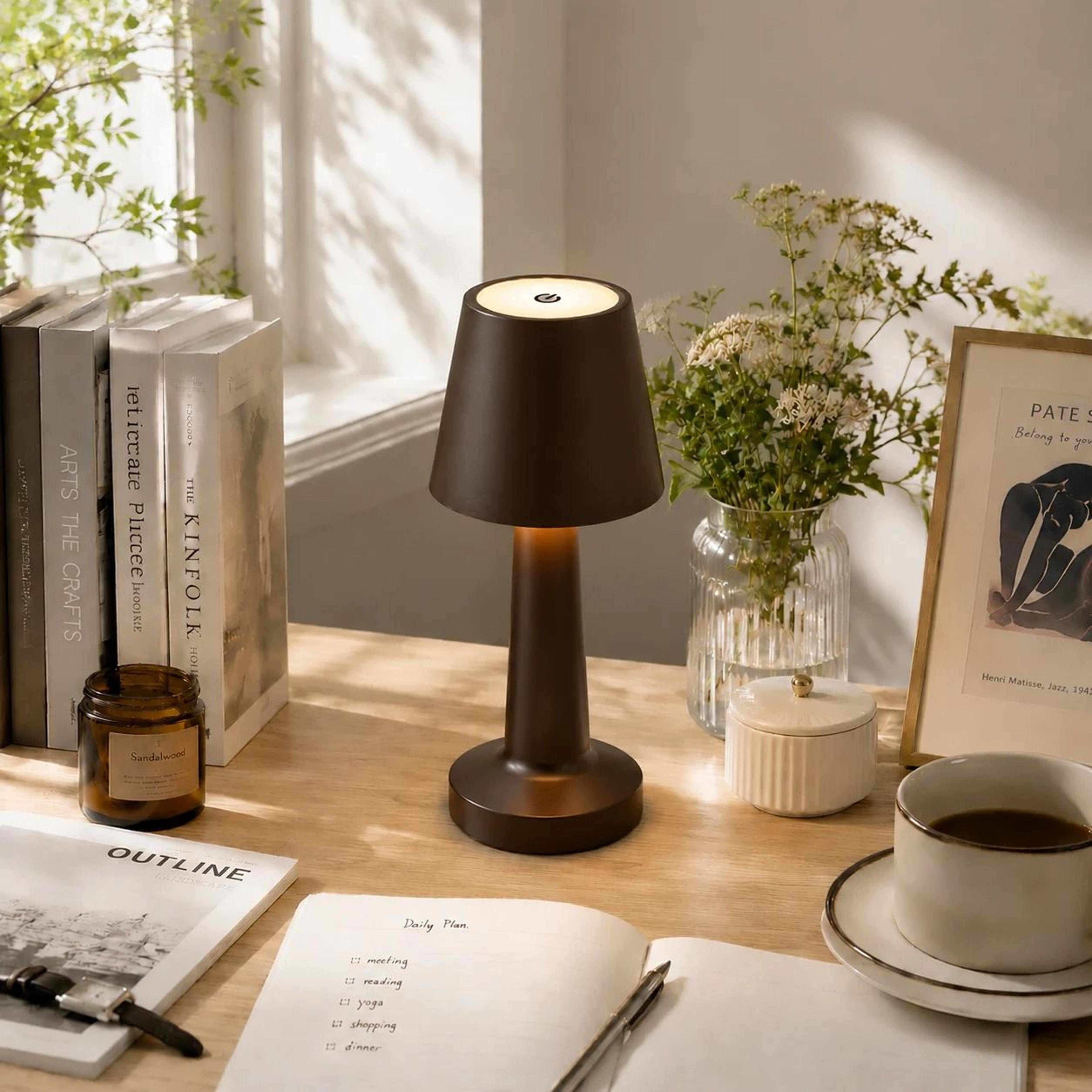LED Mushroom Table Lamp Wireless Rechargeable Touch Control Dimmable Bedside Night Light Minimalist 8