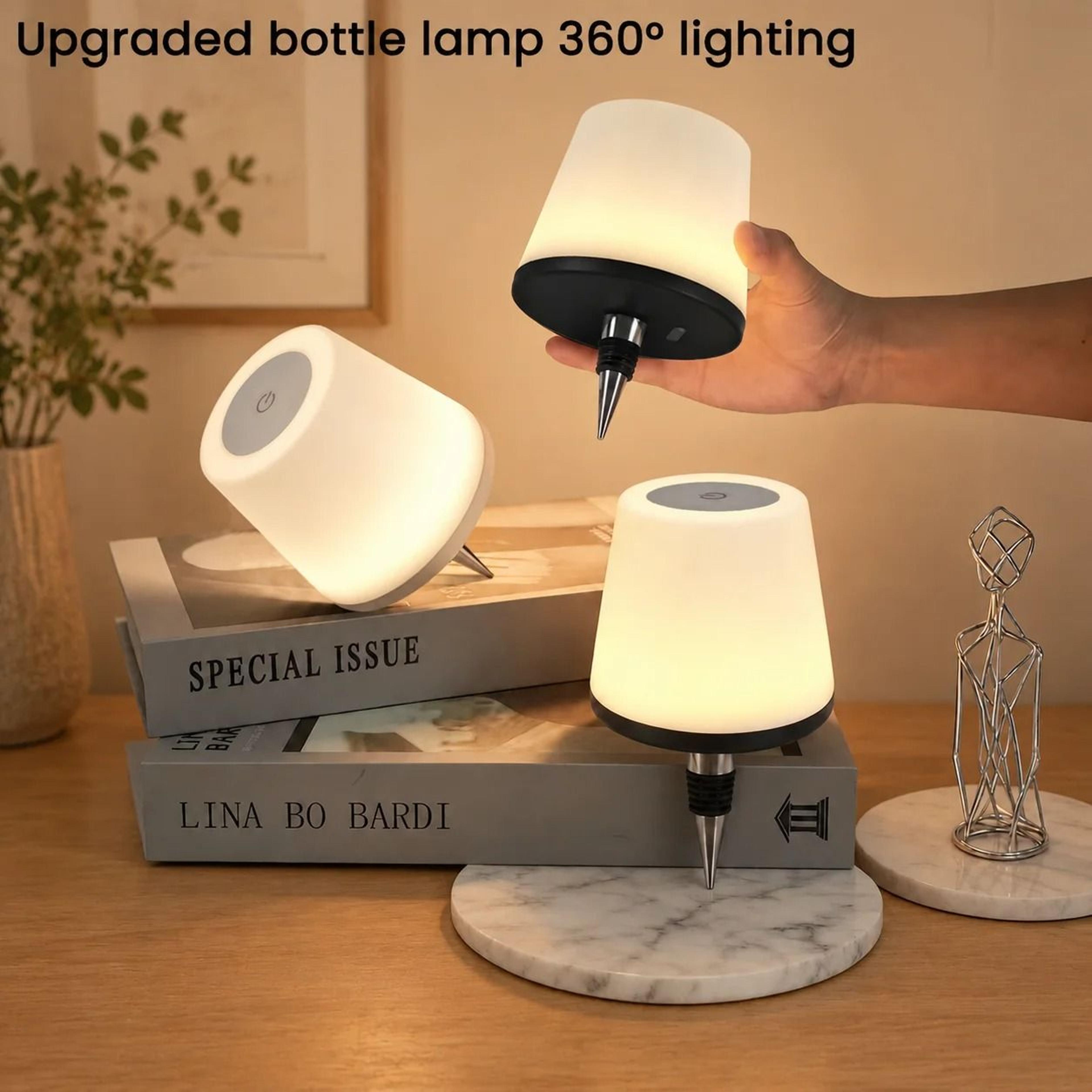 led wine bottle lamp rechargeable usb-c touch sensor 3 color adjustable brightness for party decor